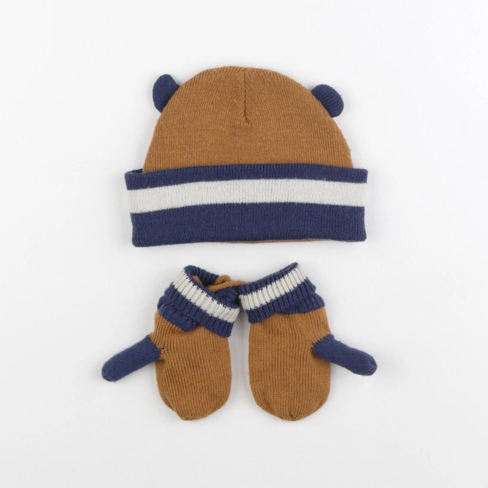 Boutchou - ensemble bonnet/moufles marron - 18/24 mois