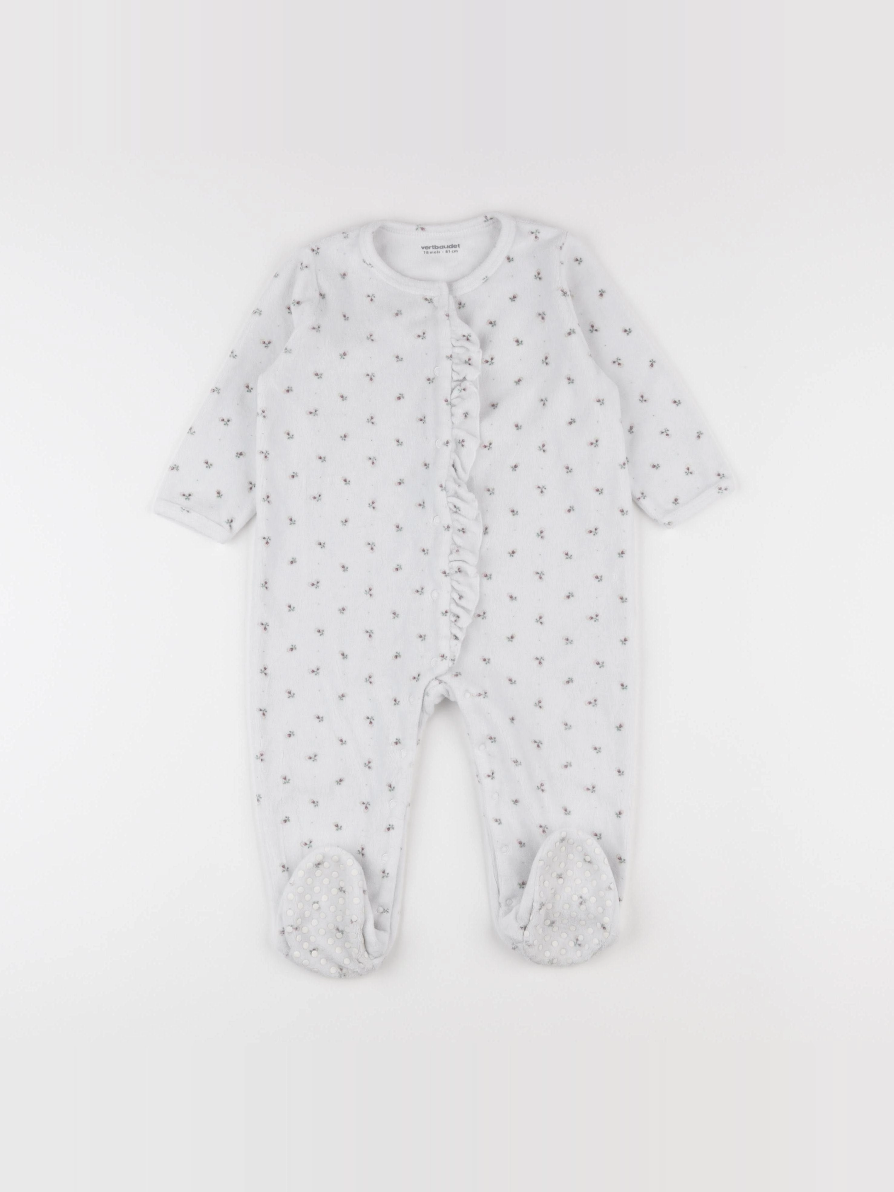 Vertbaudet - pyjama velours blanc - 18 mois