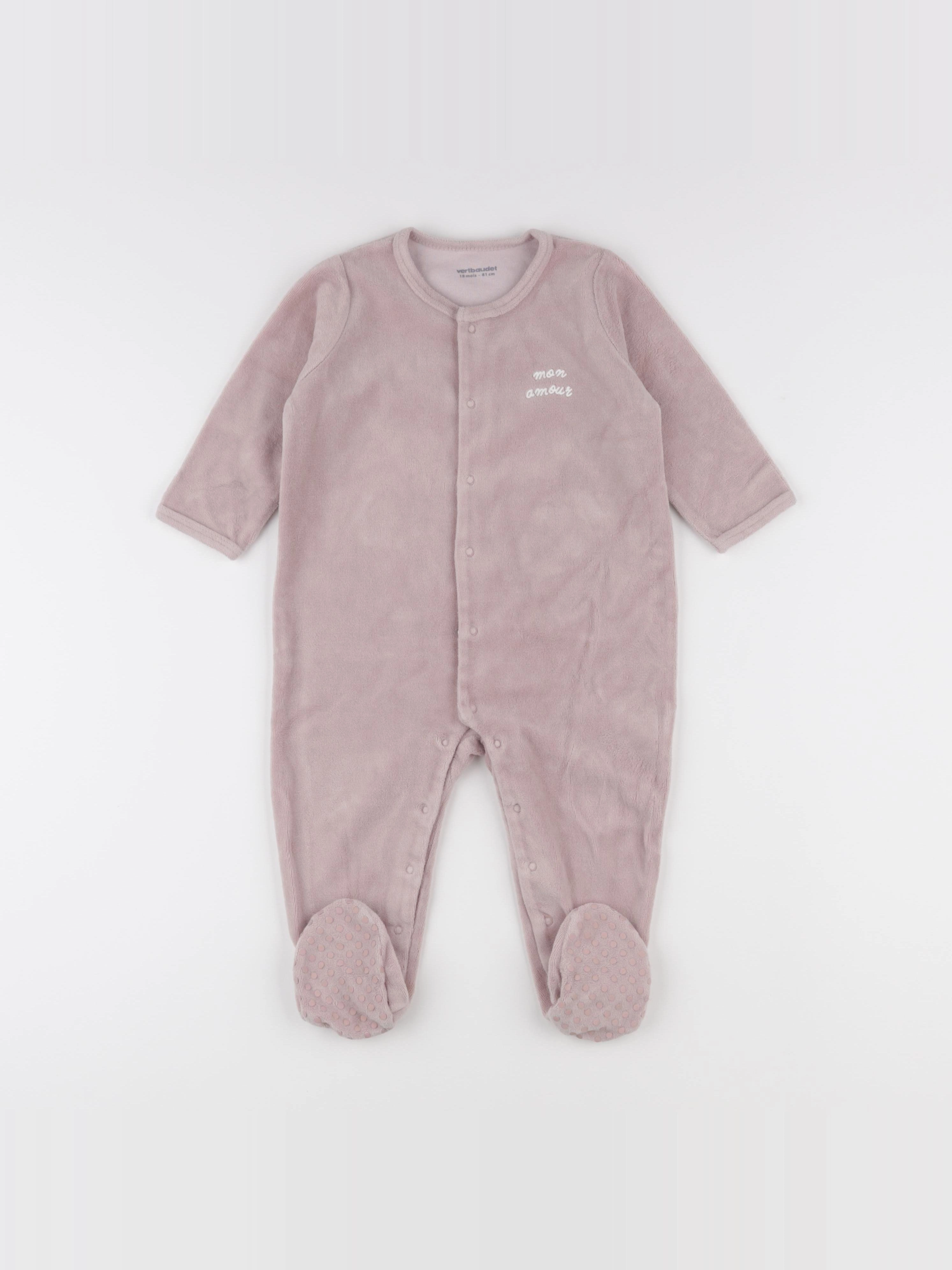 Vertbaudet - pyjama velours rose - 18 mois