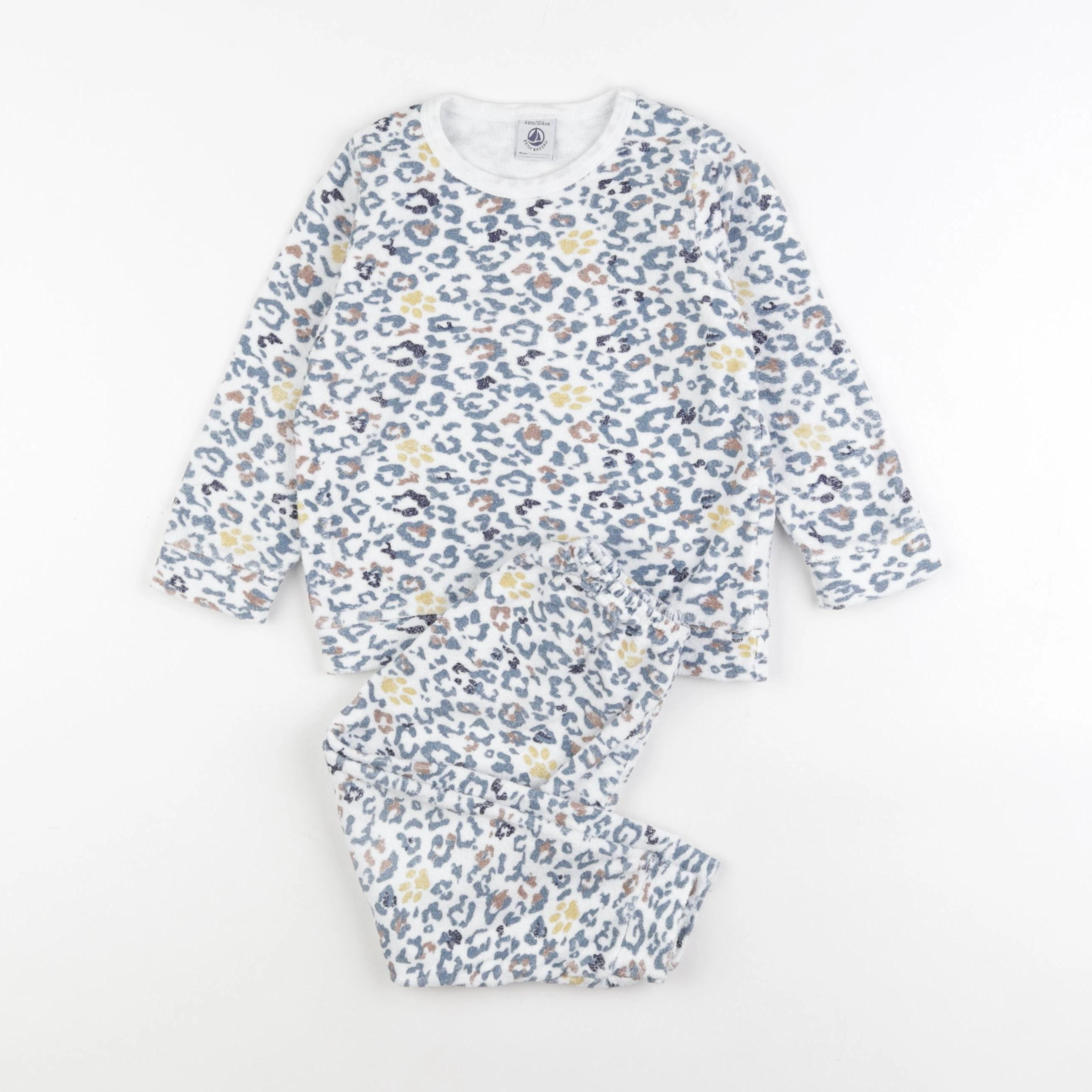 Petit Bateau - pyjama velours blanc - 4 ans