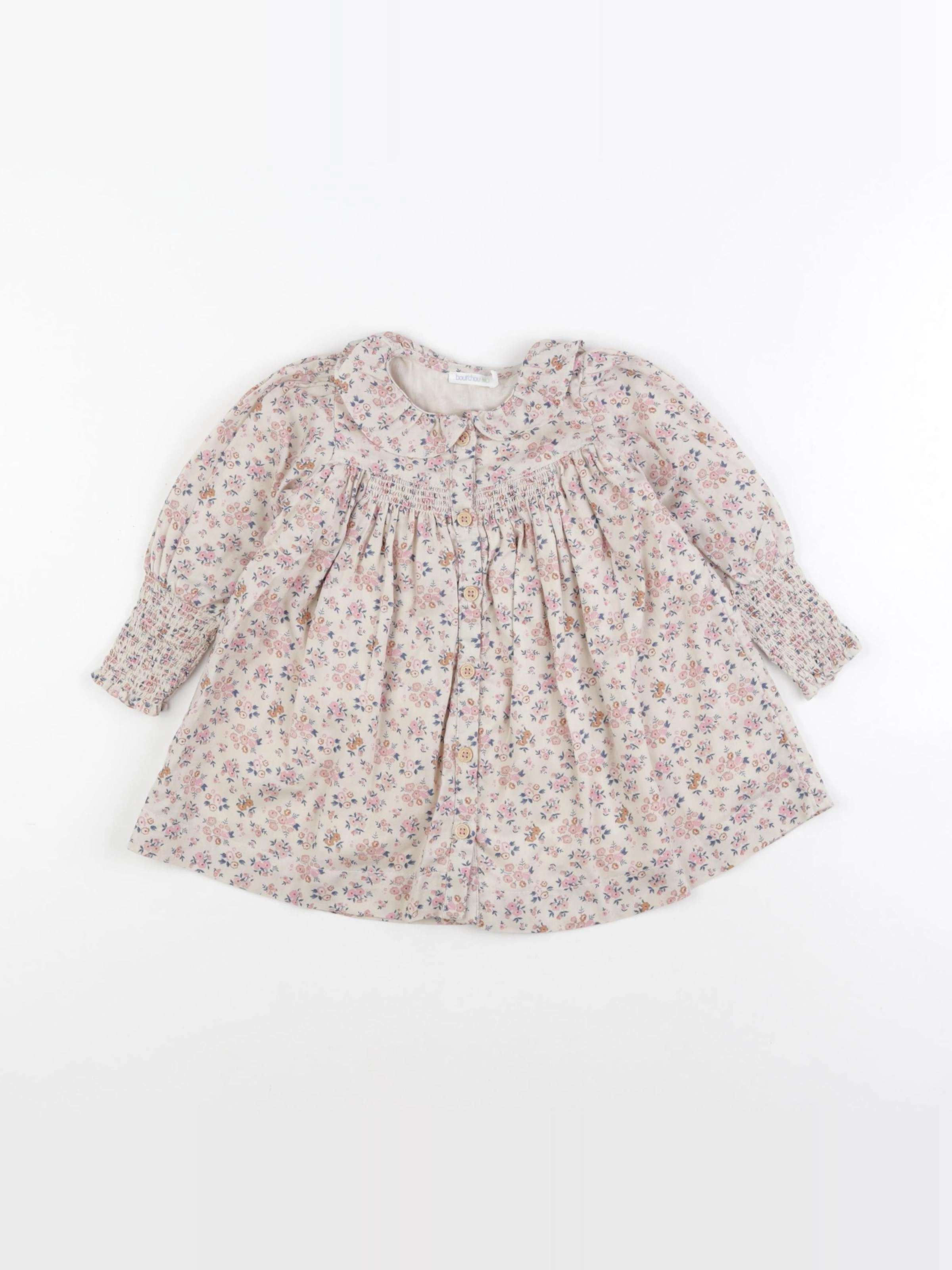 Boutchou - robe beige, rose - 9 mois