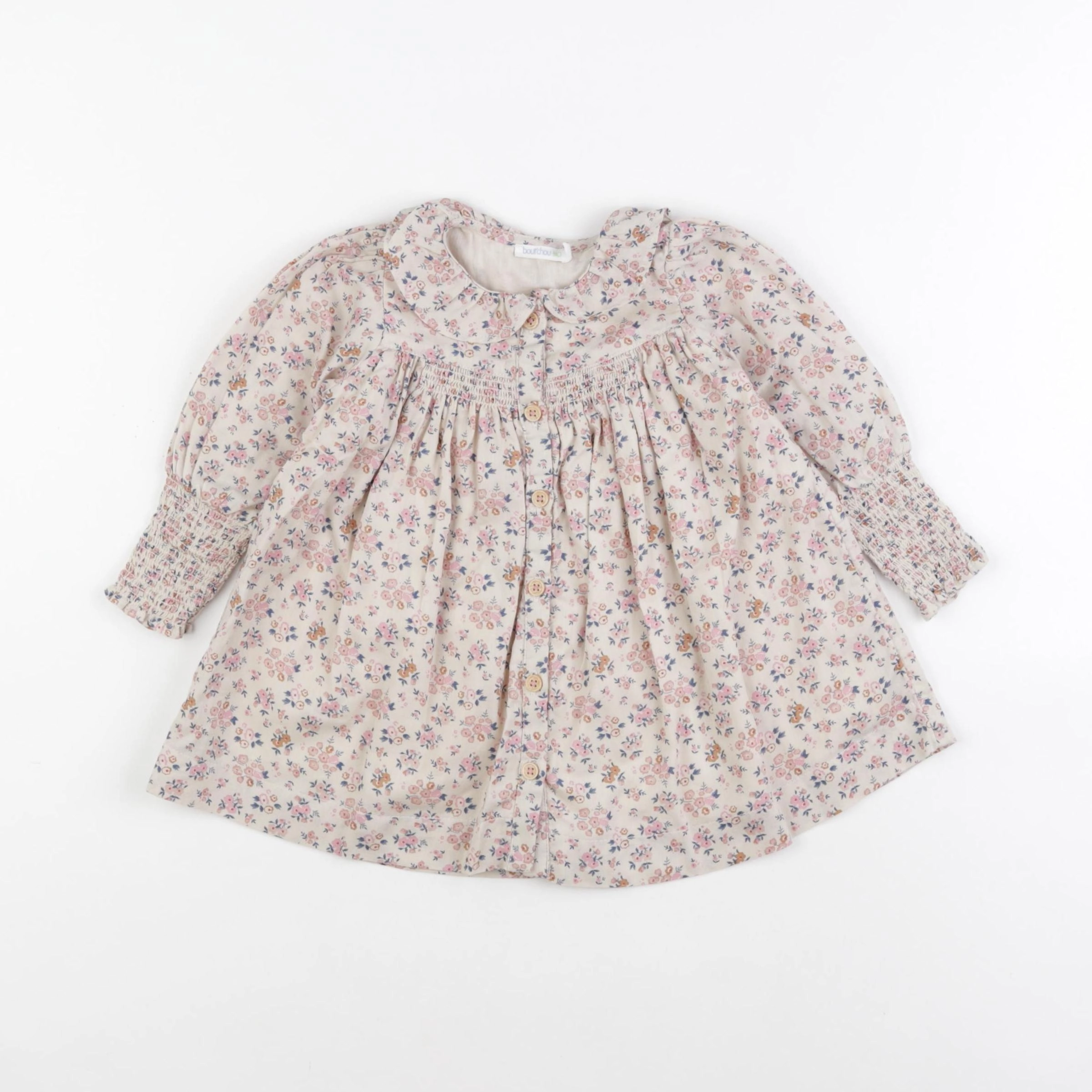 Boutchou - robe beige, rose - 9 mois