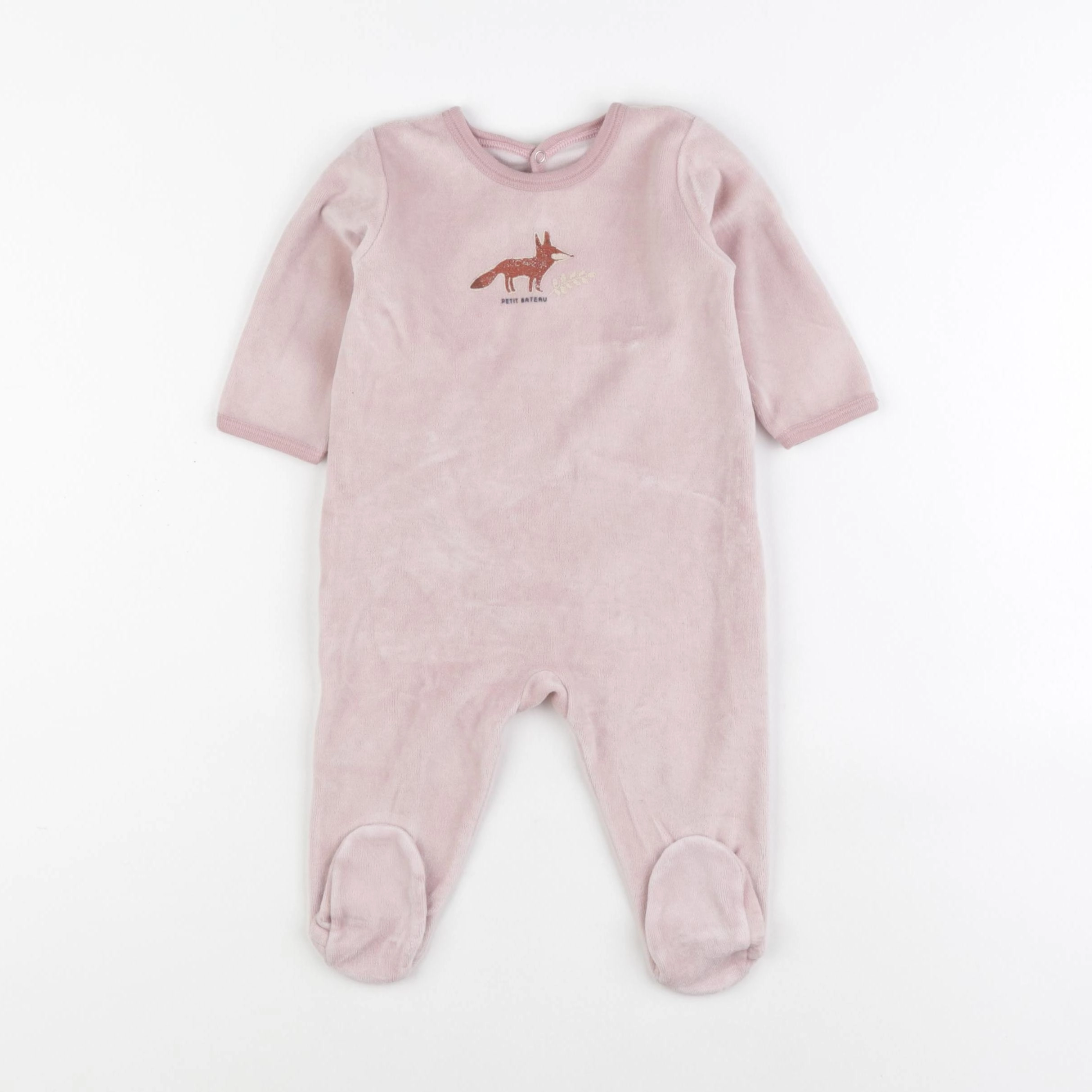 Petit Bateau - pyjama velours rose - 6 mois