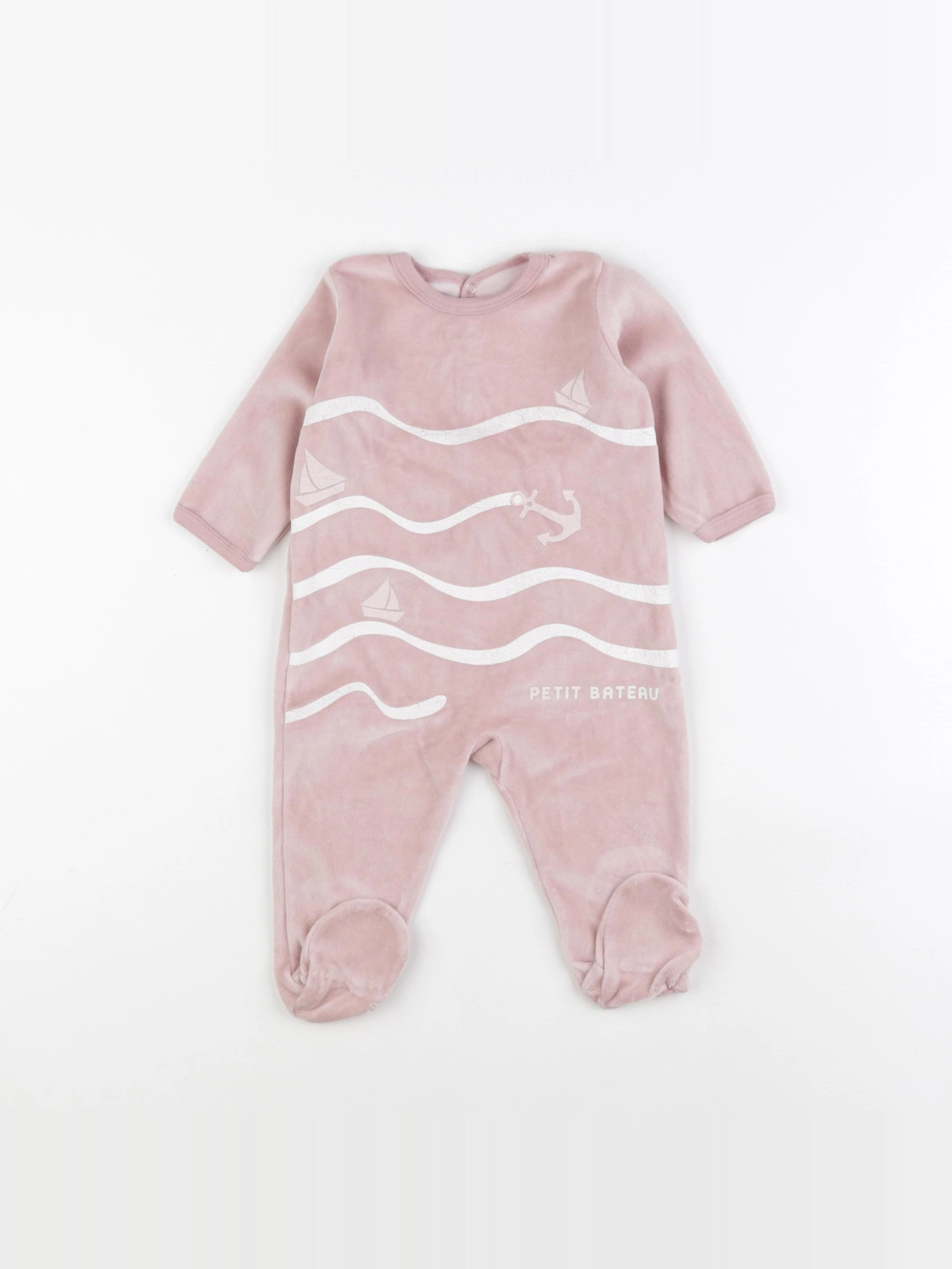 Petit Bateau - pyjama velours rose - 9 mois
