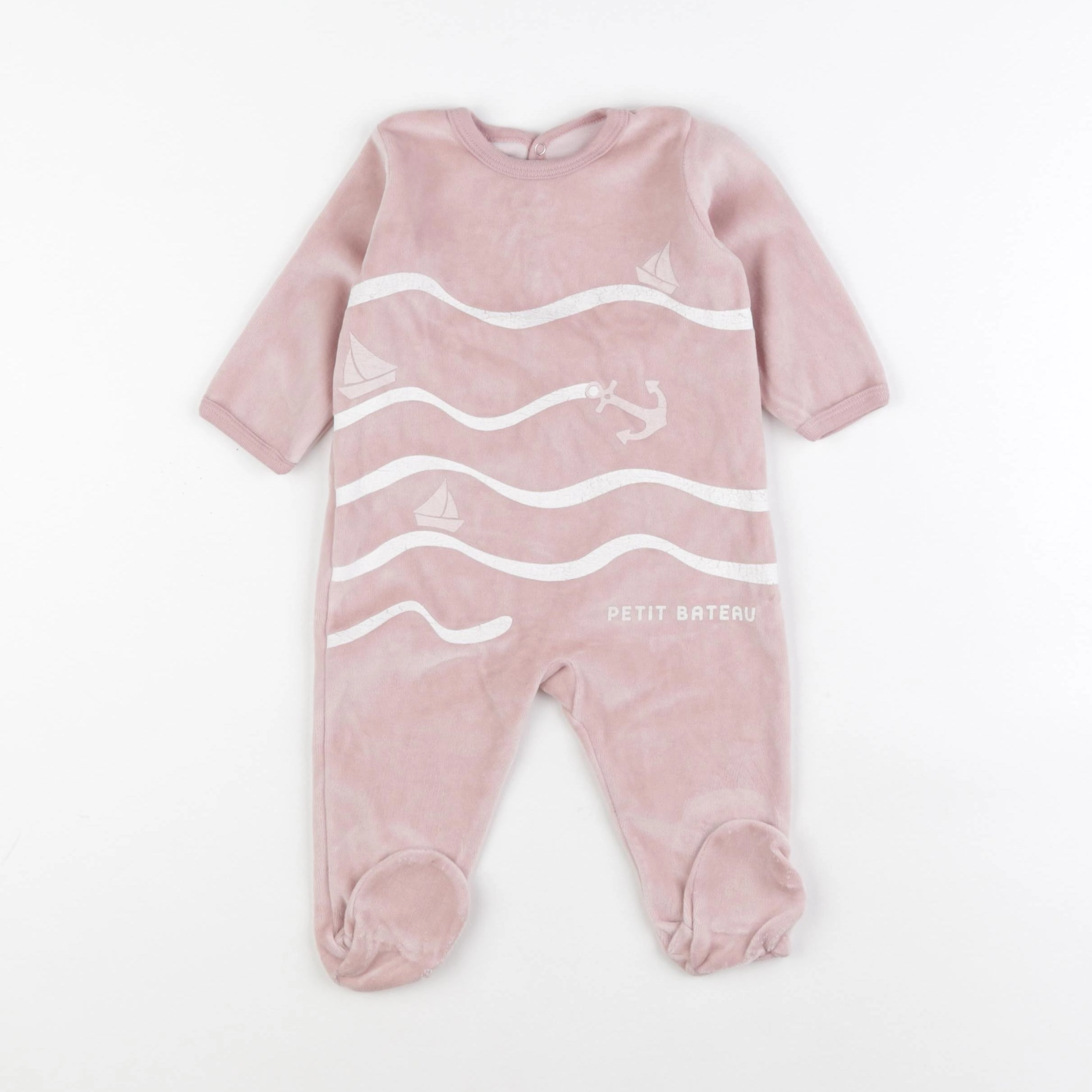 Petit Bateau - pyjama velours rose - 9 mois