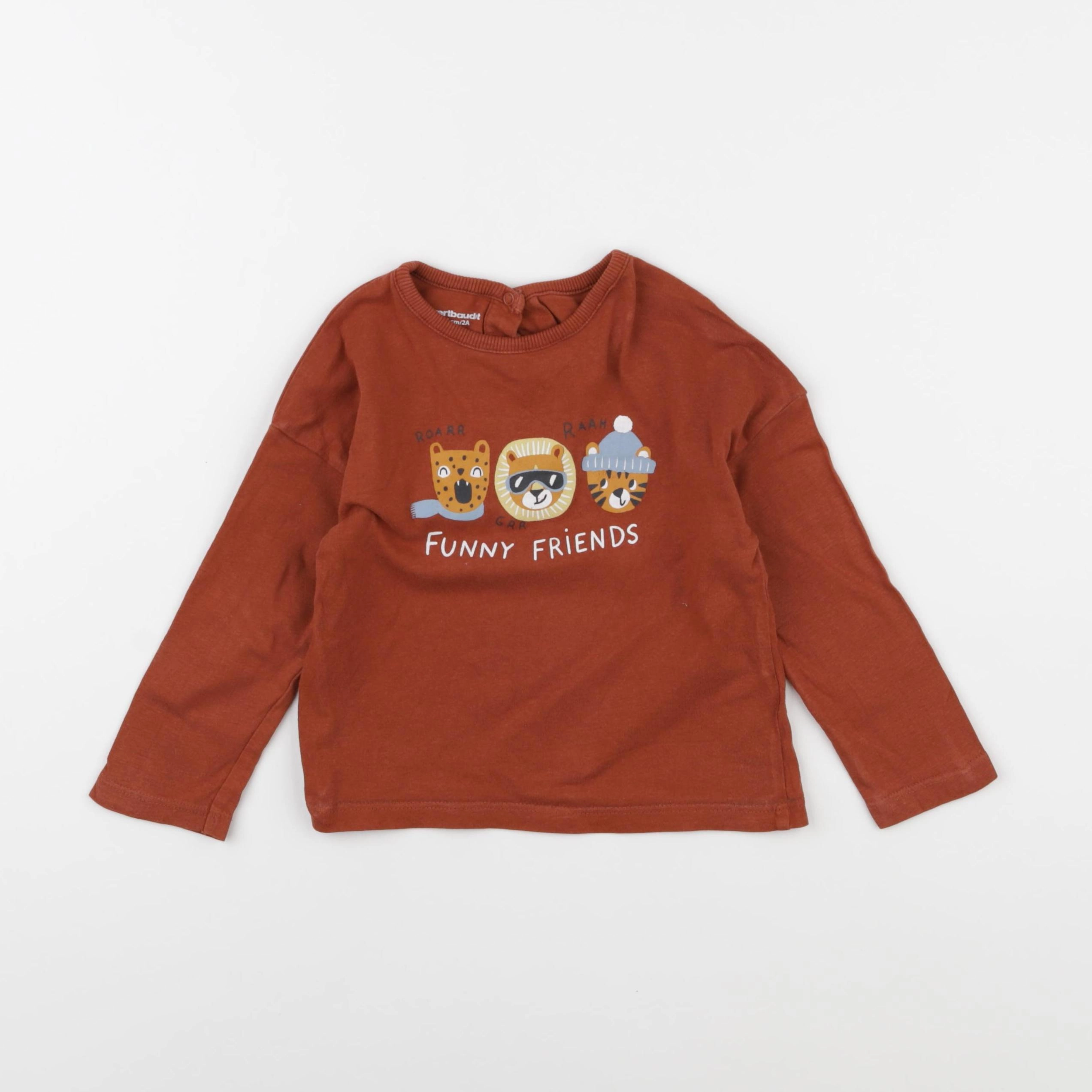 Vertbaudet - tee-shirt marron - 2 ans