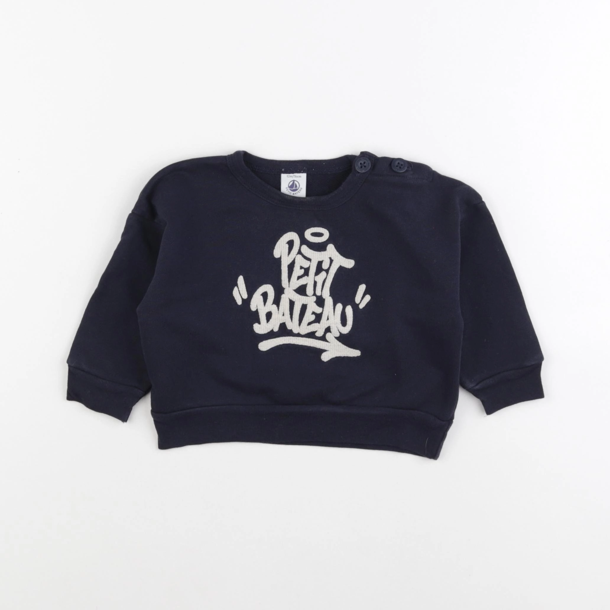 Petit Bateau - sweat bleu - 12 mois