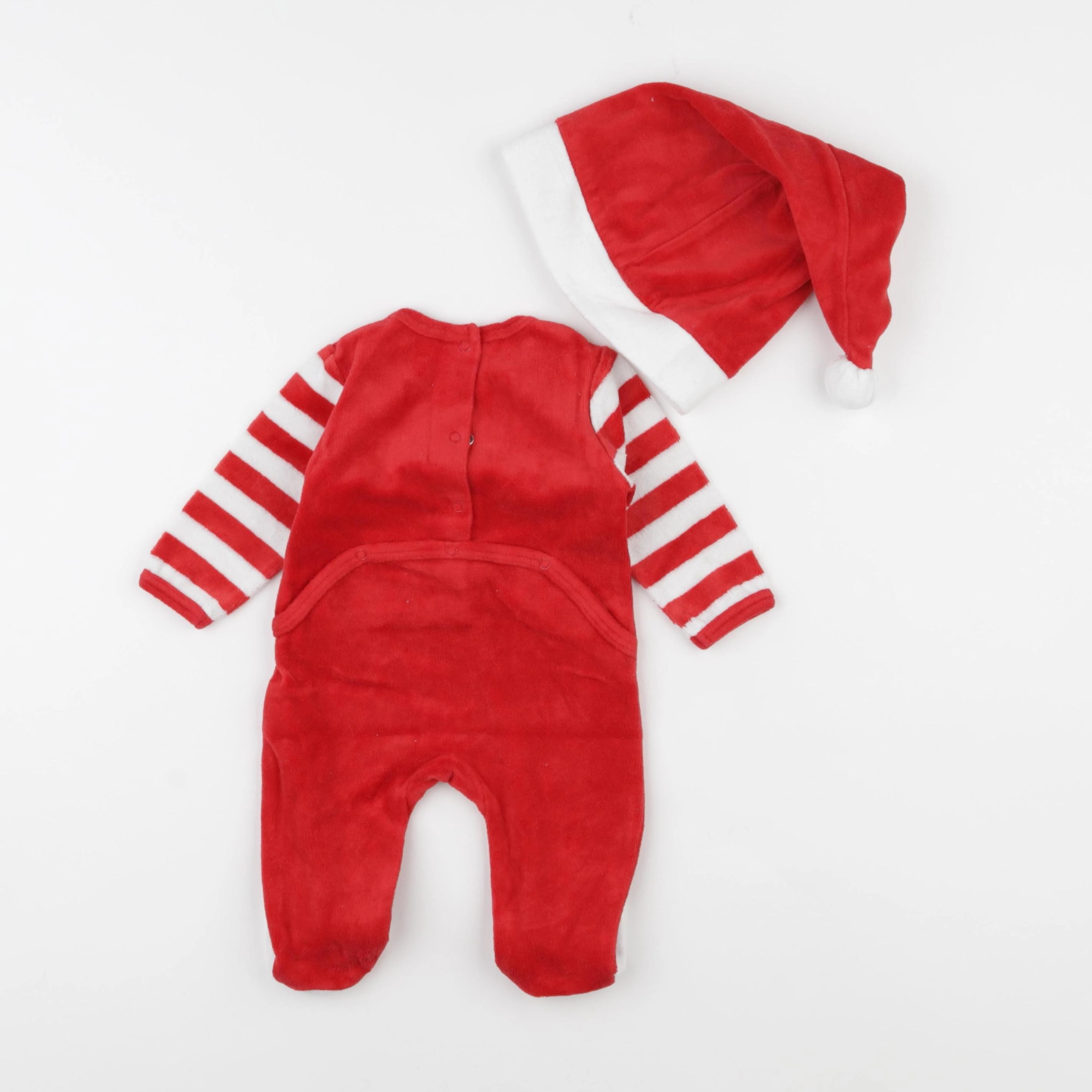 Vertbaudet - pyjama velours blanc, rouge - 3 mois