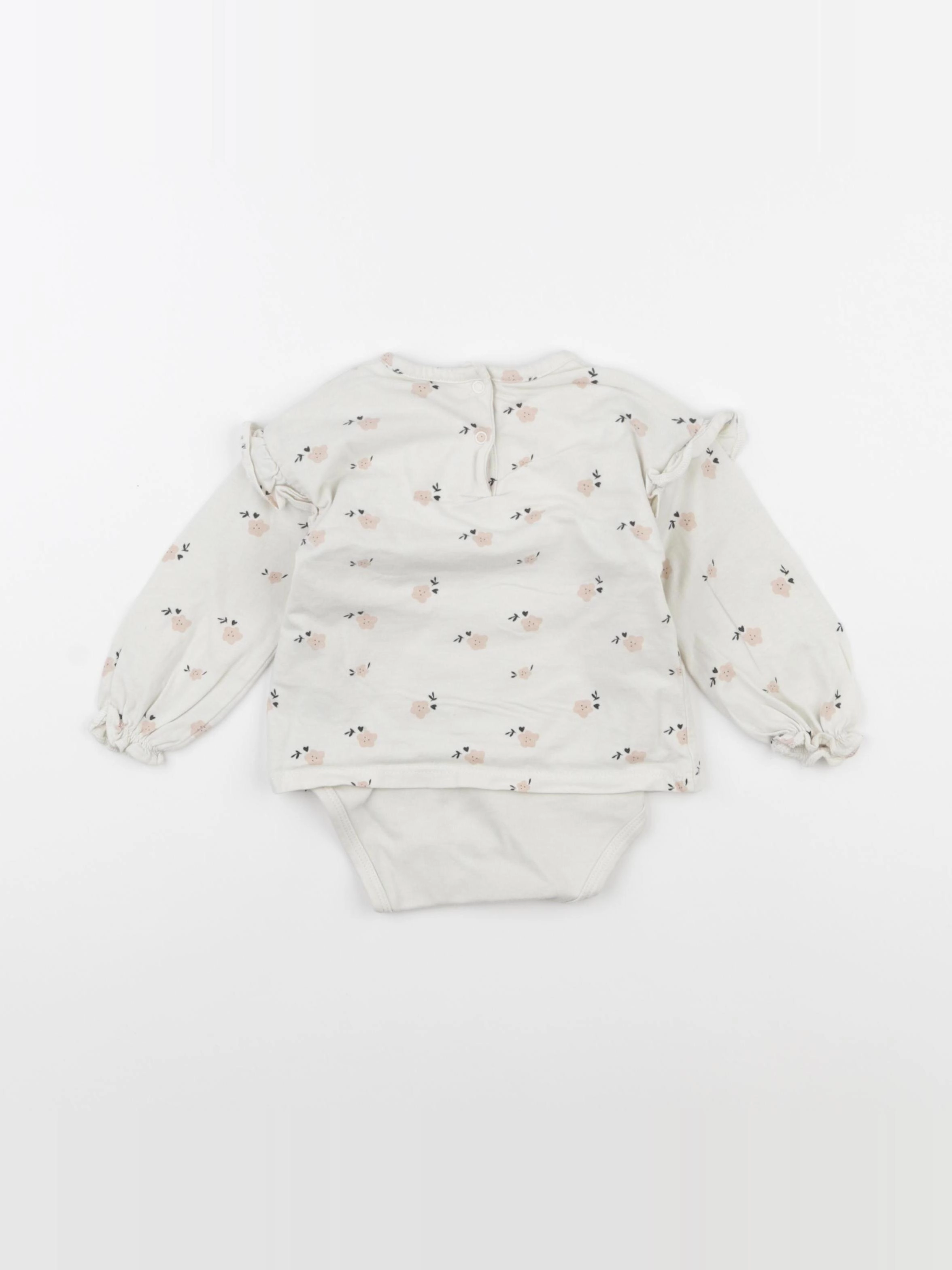 Vertbaudet - body tee-shirt beige, rose - 9 mois