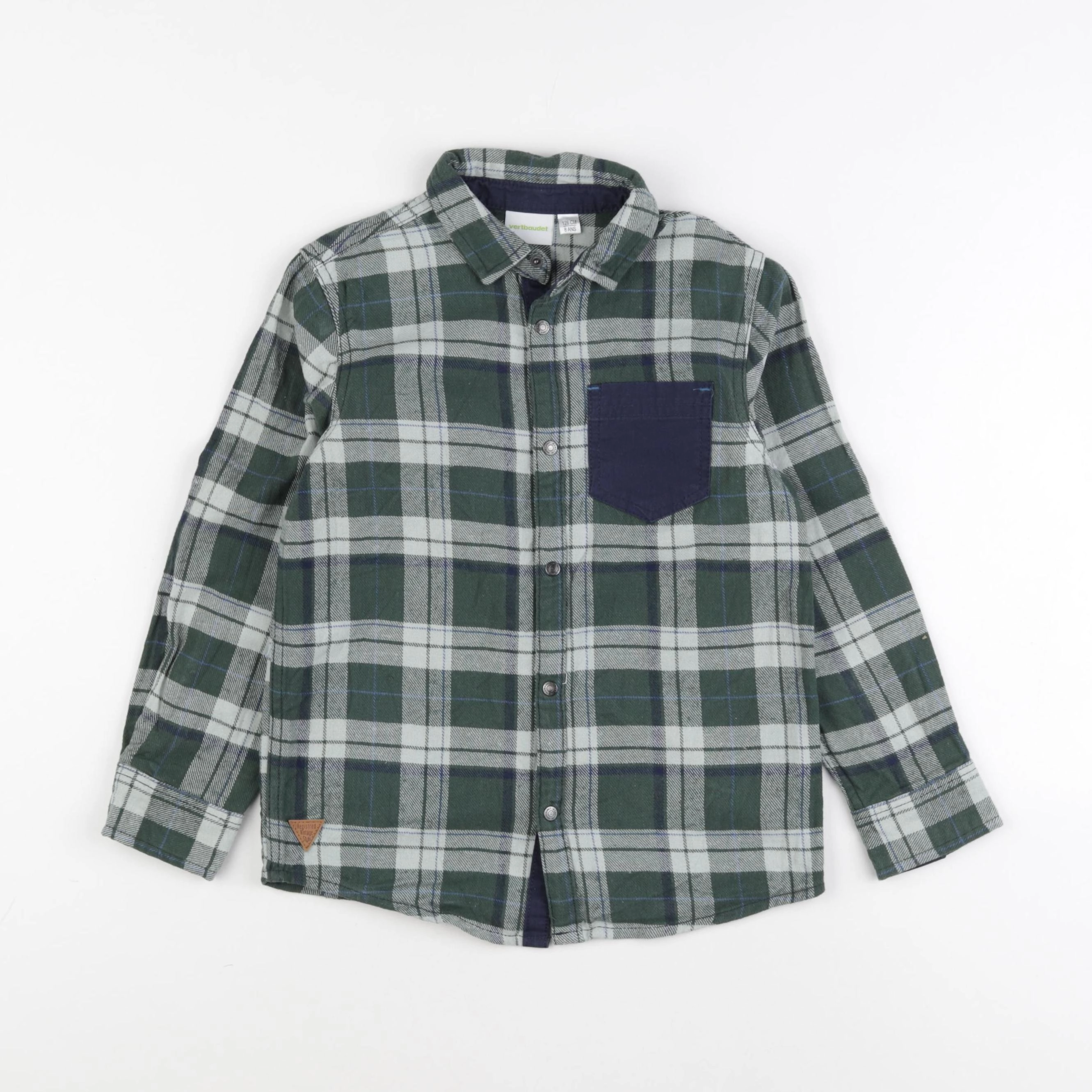 Vertbaudet - chemise bleu, vert - 8 ans