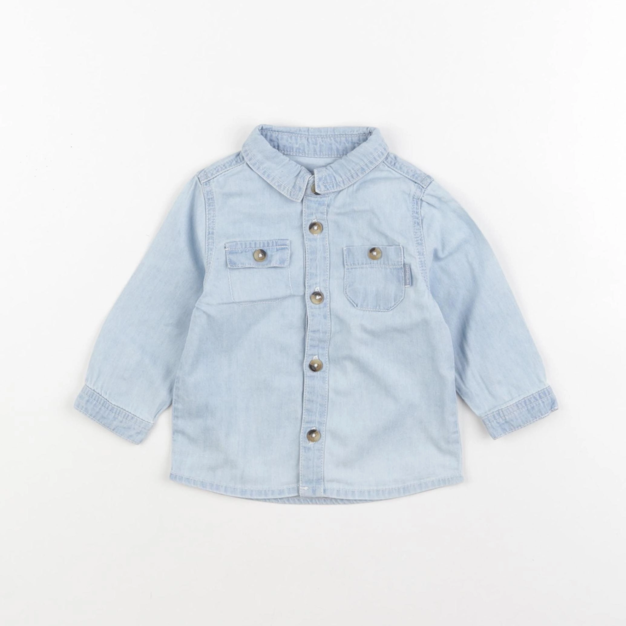 Vertbaudet - chemise bleu - 9 mois