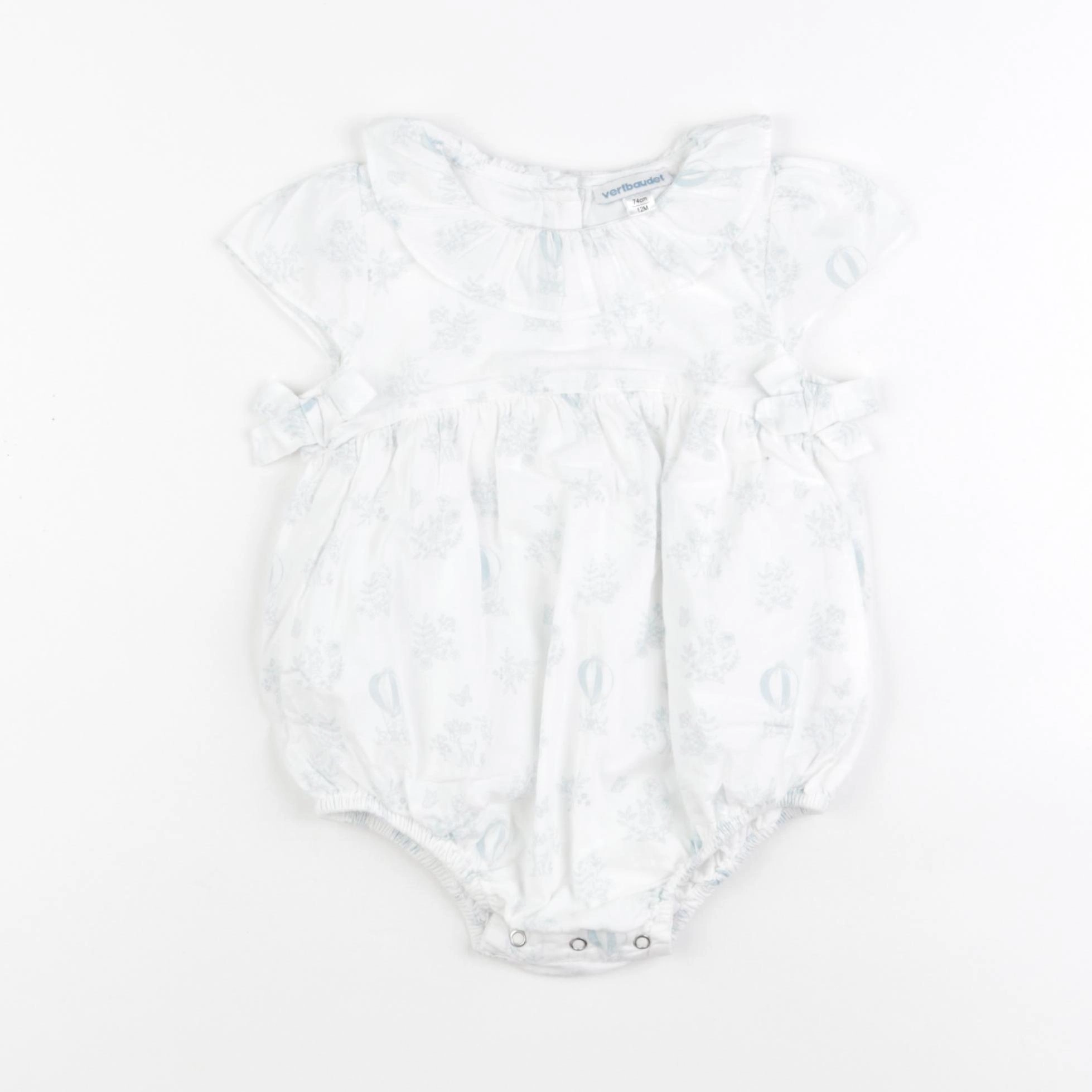 Vertbaudet - combinaison blanc, bleu - 12 mois