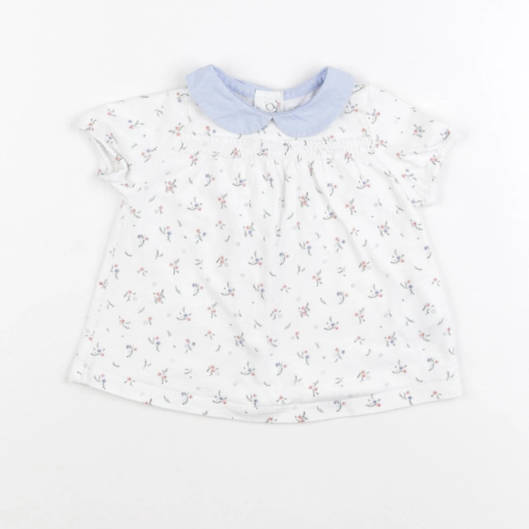 Cyrillus - tee-shirt blanc, bleu - 9 mois