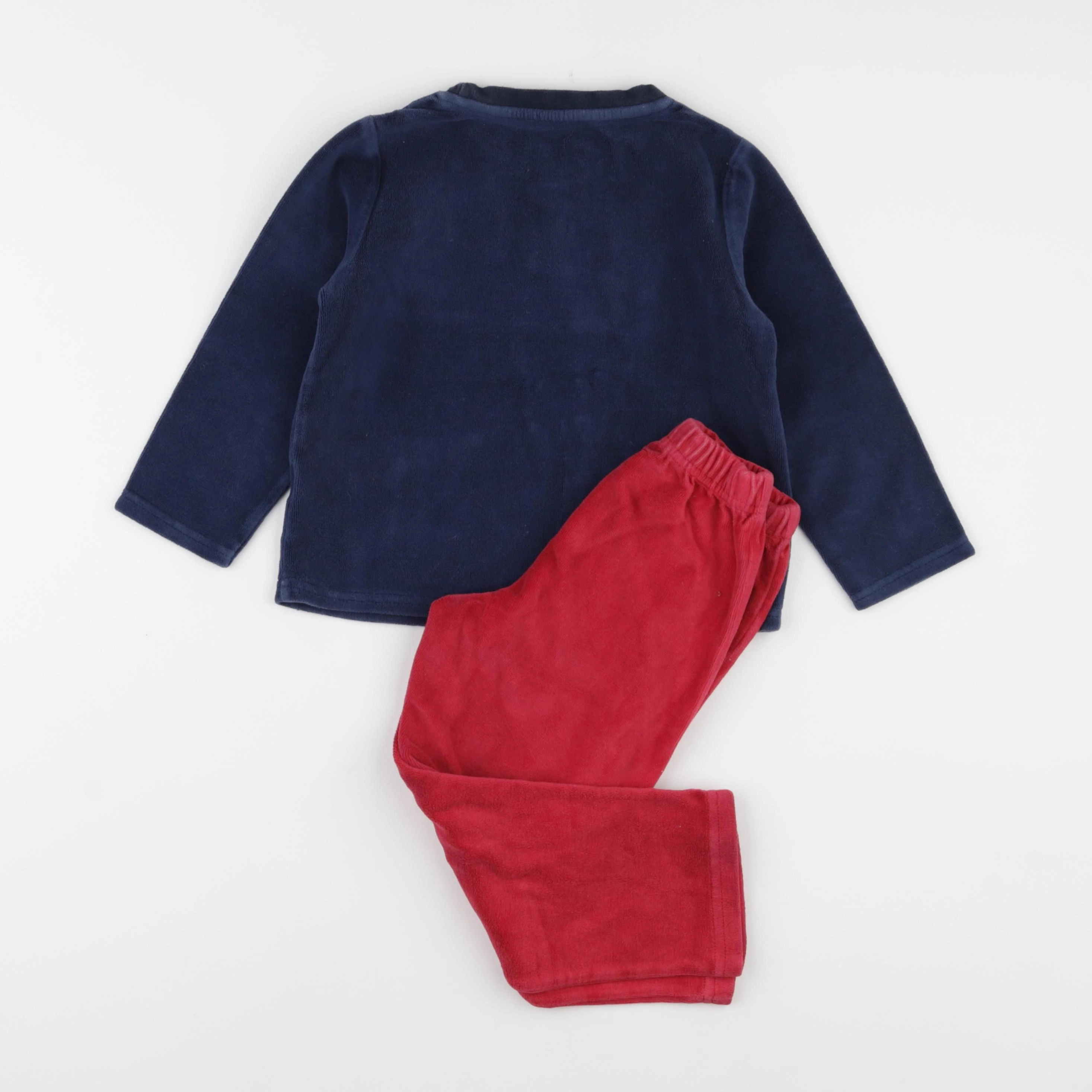 Vertbaudet - pyjama velours bleu, rouge - 4 ans