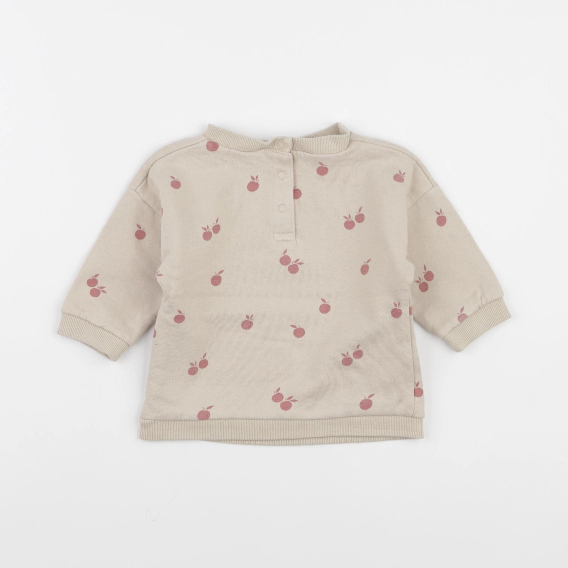 Vertbaudet - sweat beige, rose - 9 mois