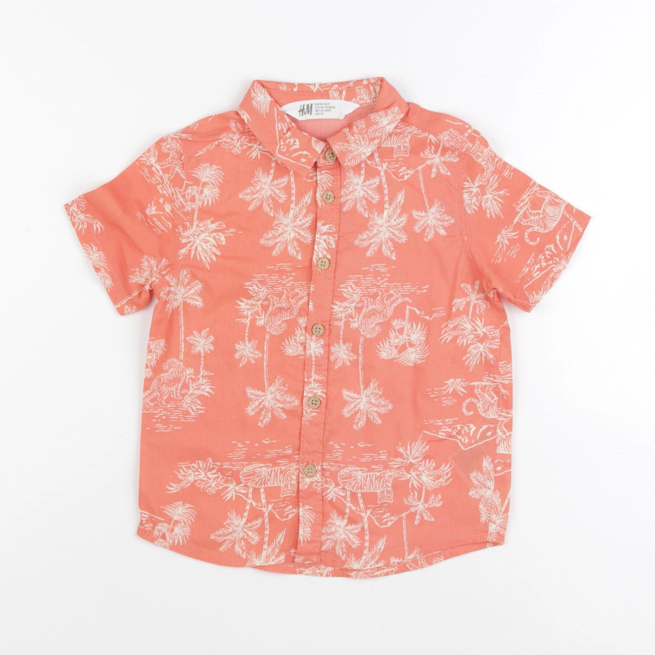 H&M - chemise orange - 2/3 ans