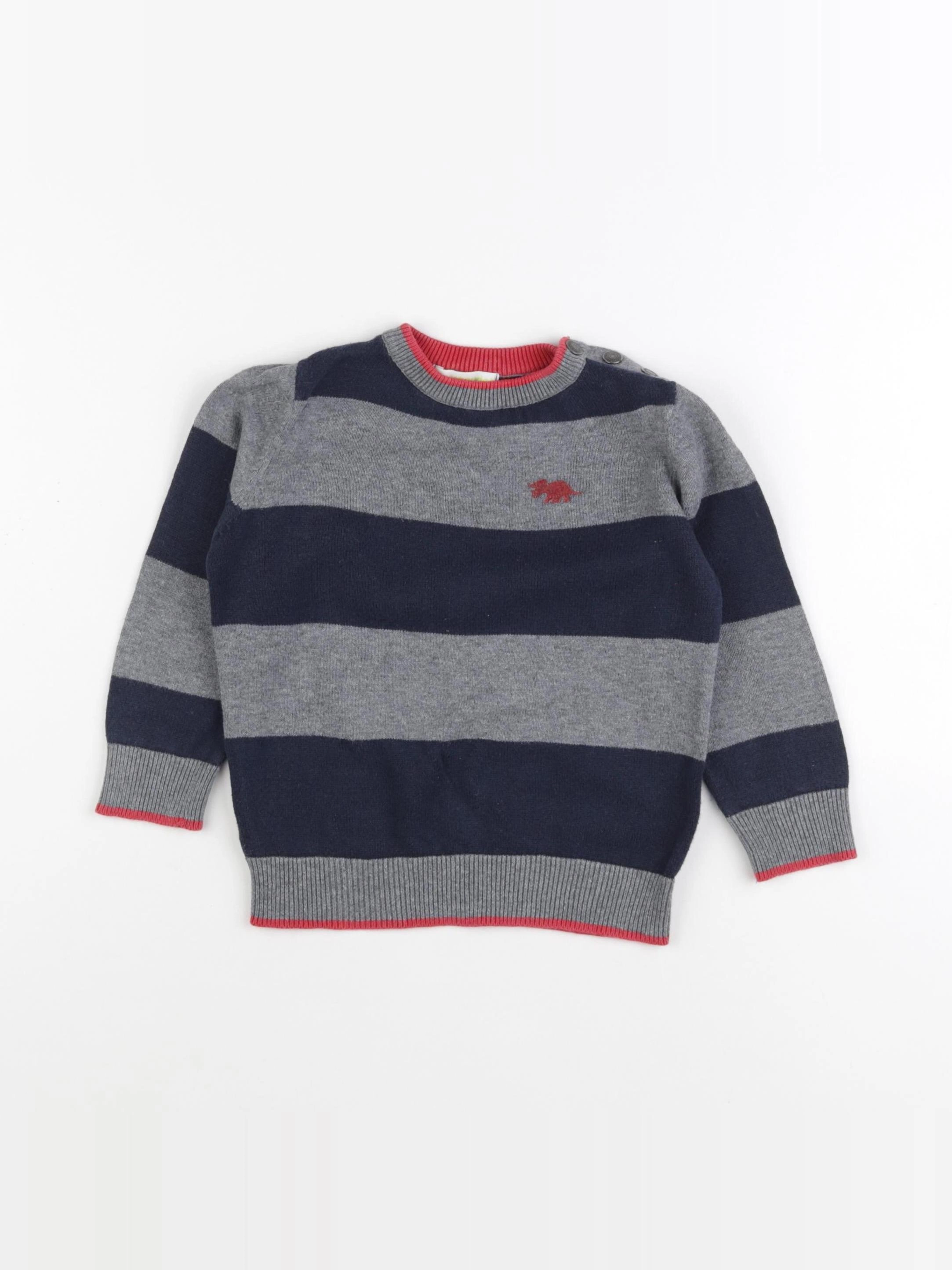Vertbaudet - pull gris, bleu - 3 ans