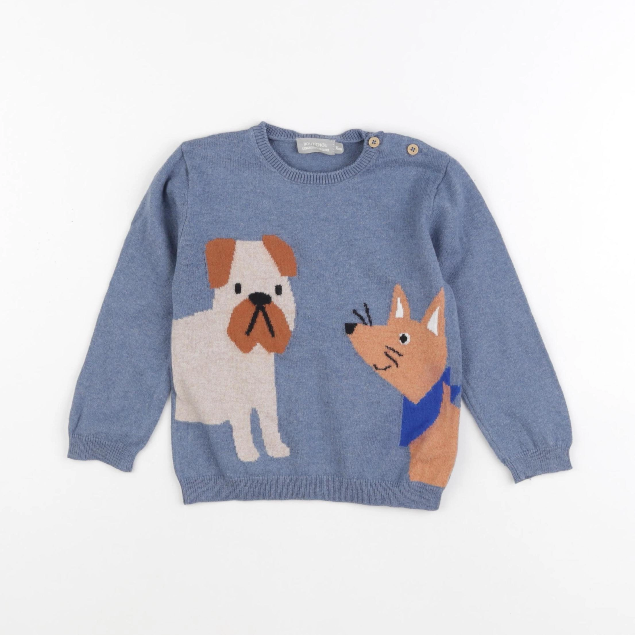 Boutchou - pull bleu - 36 mois