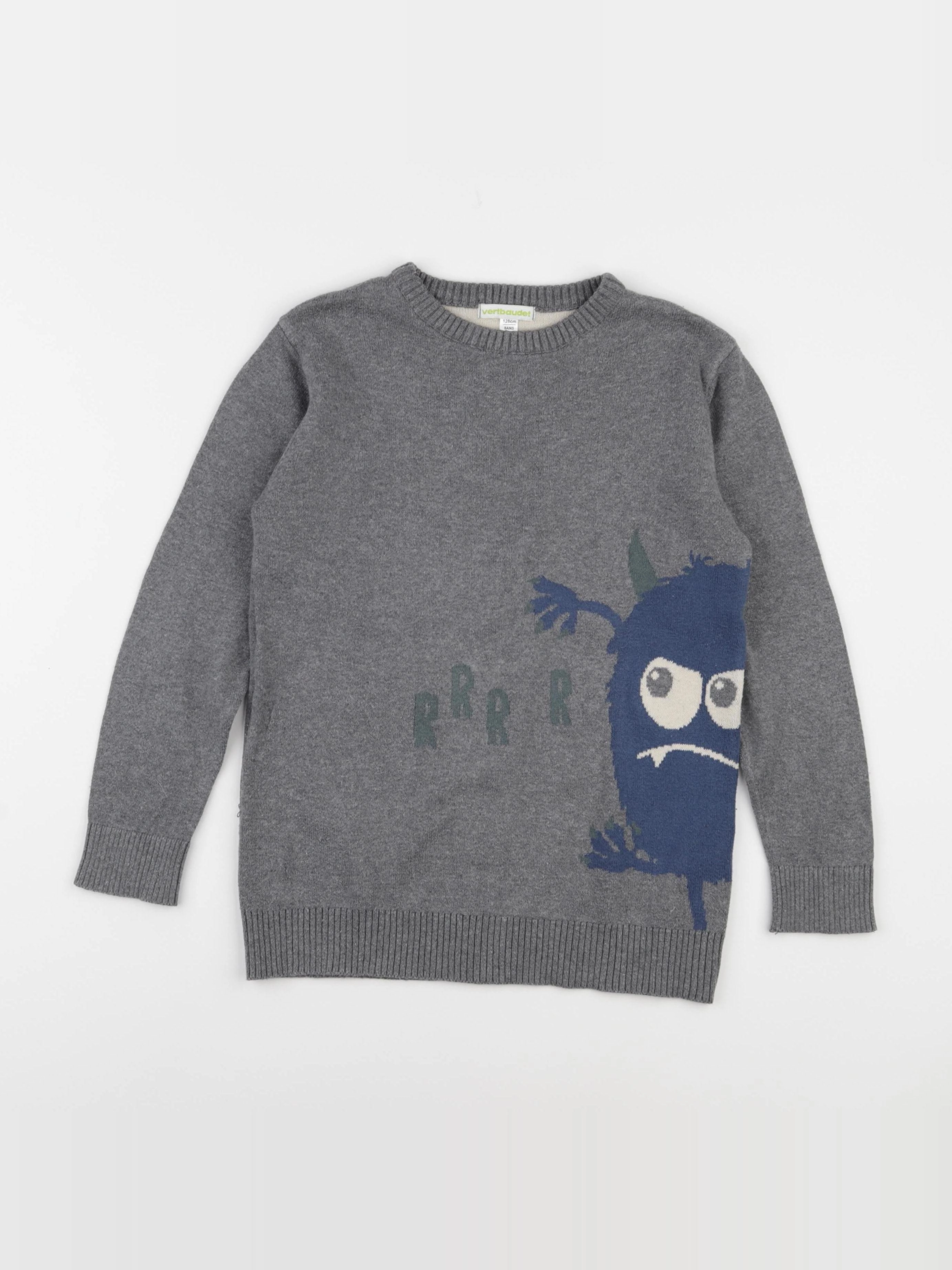 Vertbaudet - pull gris - 8 ans