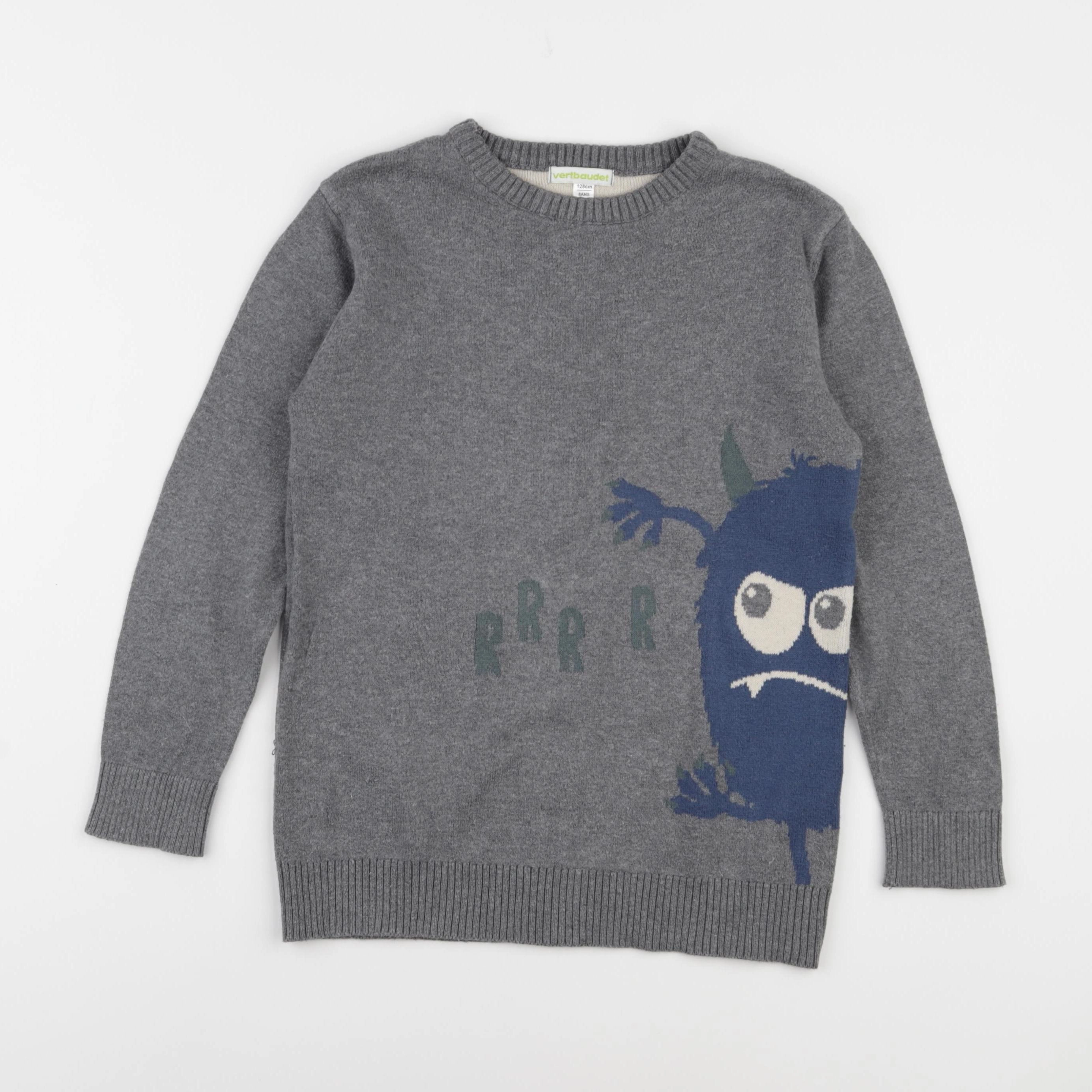 Vertbaudet - pull gris - 8 ans