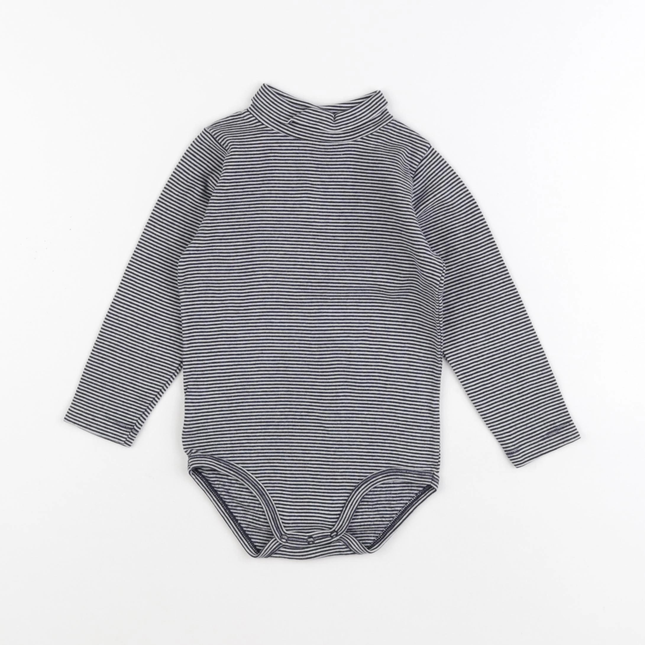 Petit Bateau - body à col blanc, bleu - 36 mois