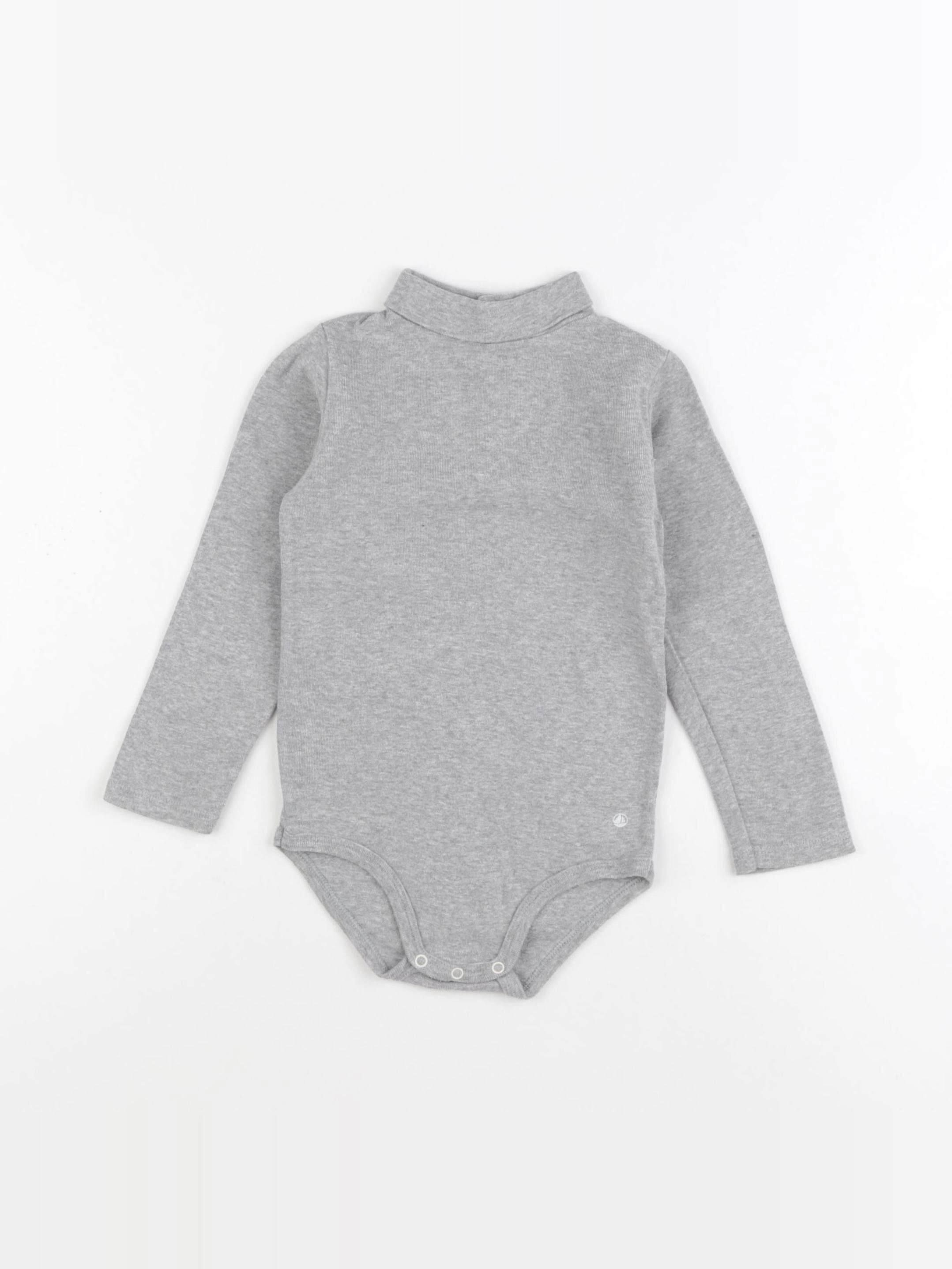 Petit Bateau - body à col gris - 36 mois
