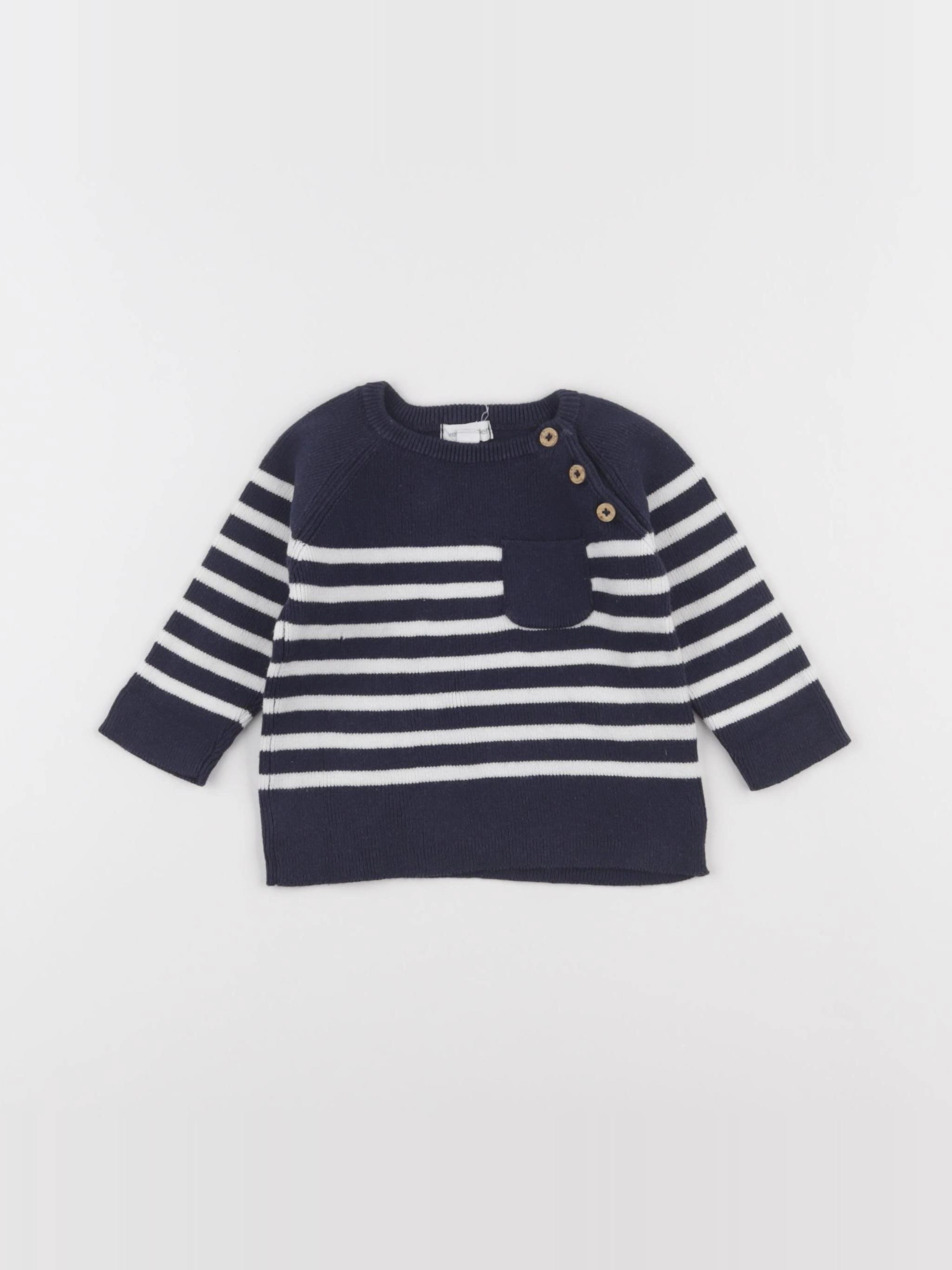 Vertbaudet - pull bleu - 3 mois