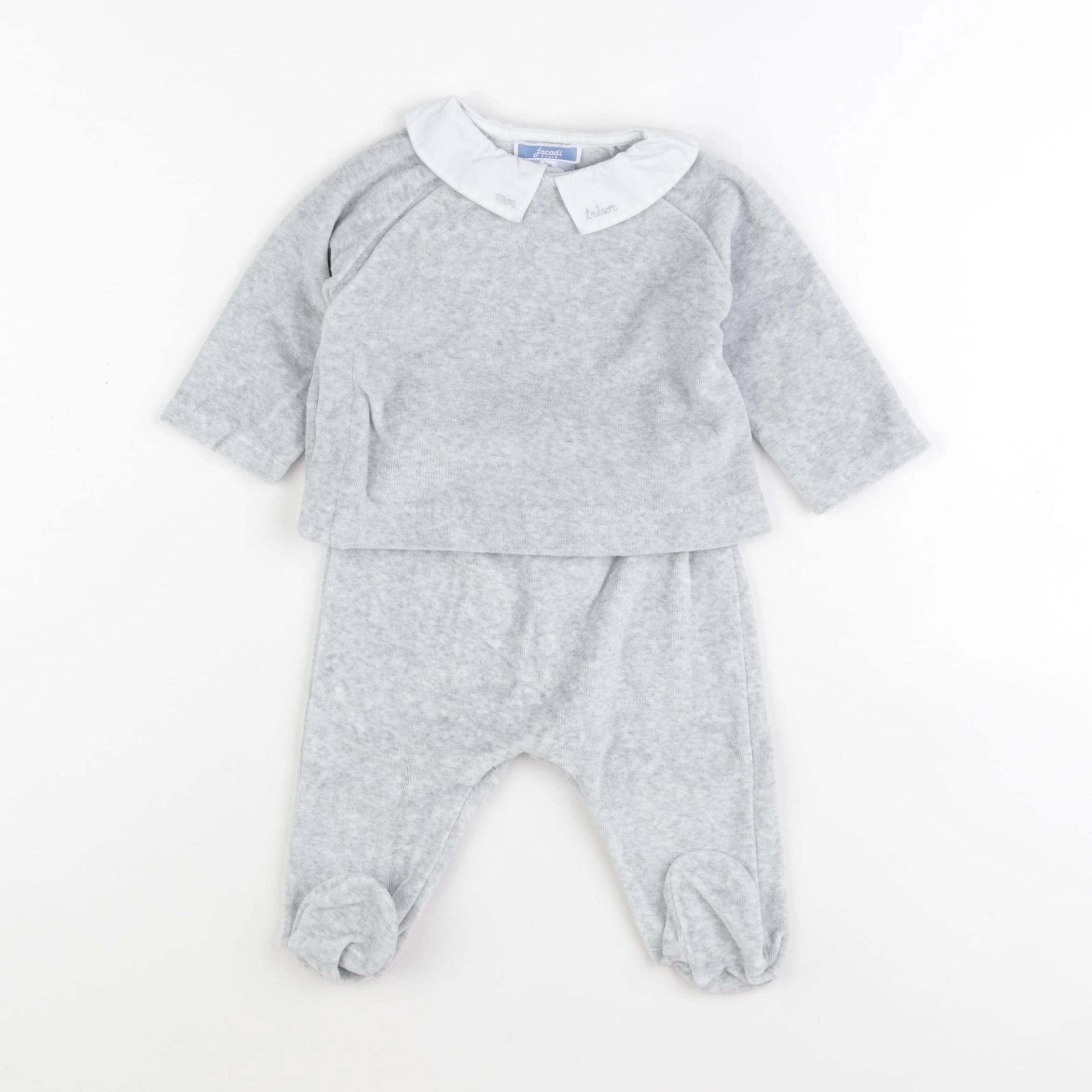 Jacadi - pyjama velours gris - 6 mois