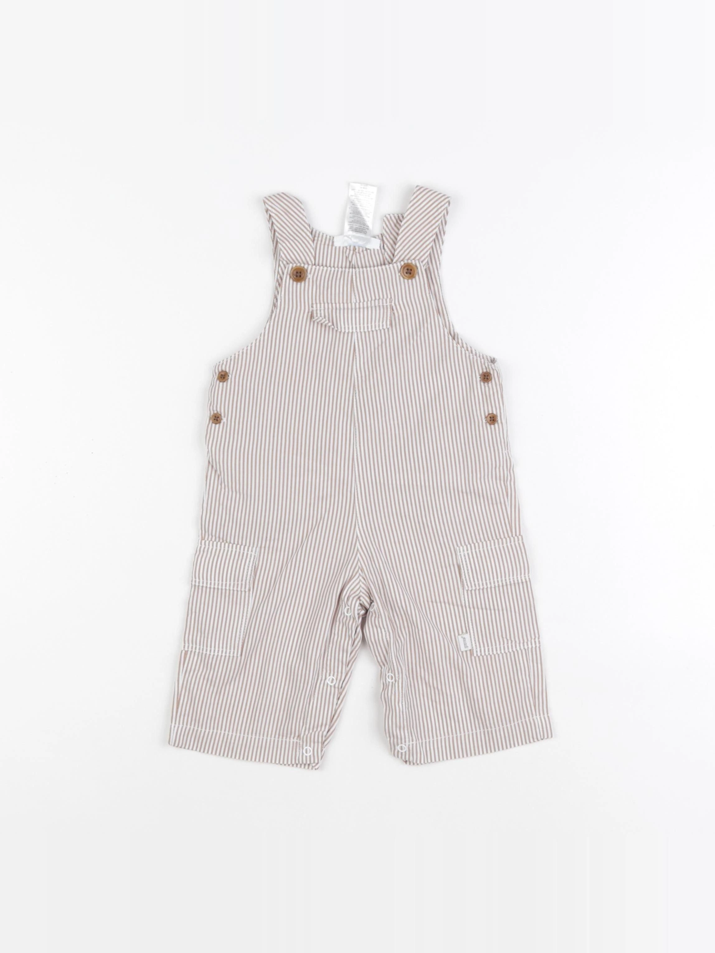 Jacadi - salopette beige, blanc - 3 mois
