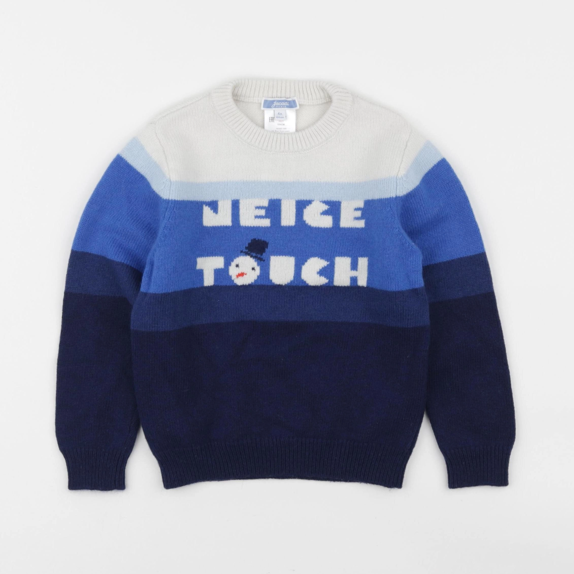 Jacadi - pull blanc, bleu - 4 ans