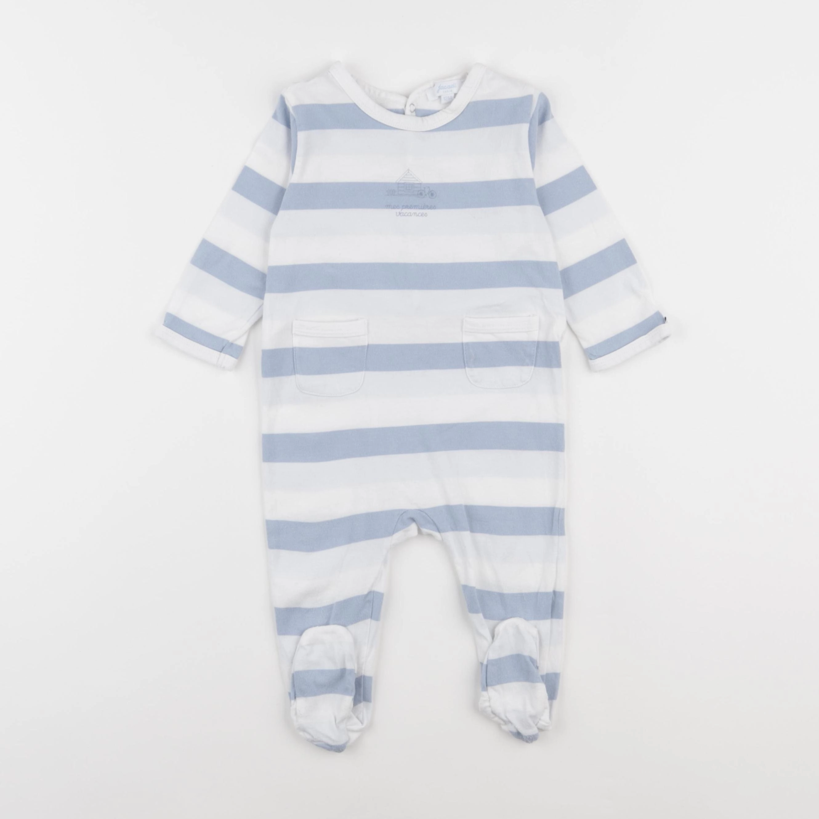 Jacadi - pyjama coton blanc, bleu - 12 mois