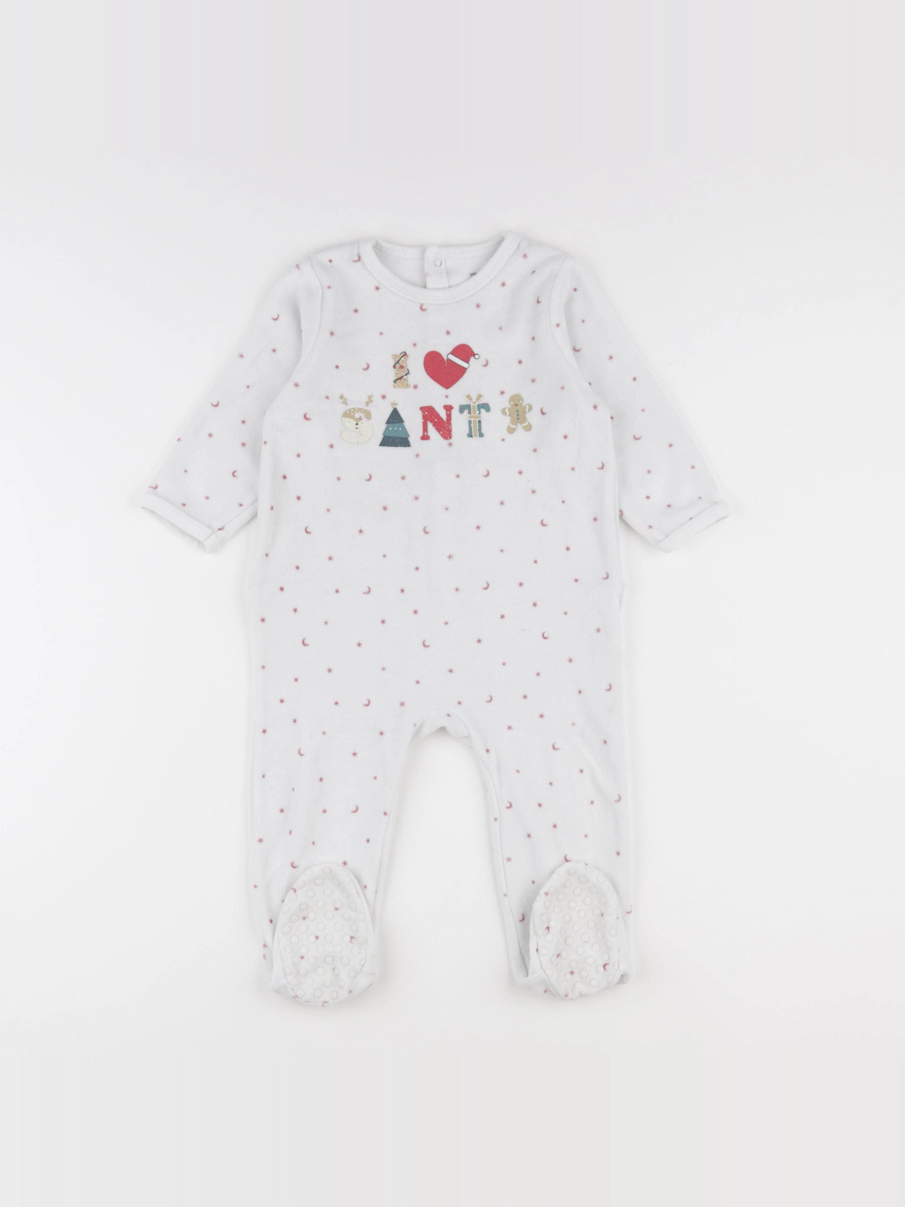 Vertbaudet - pyjama velours blanc, rouge - 18 mois