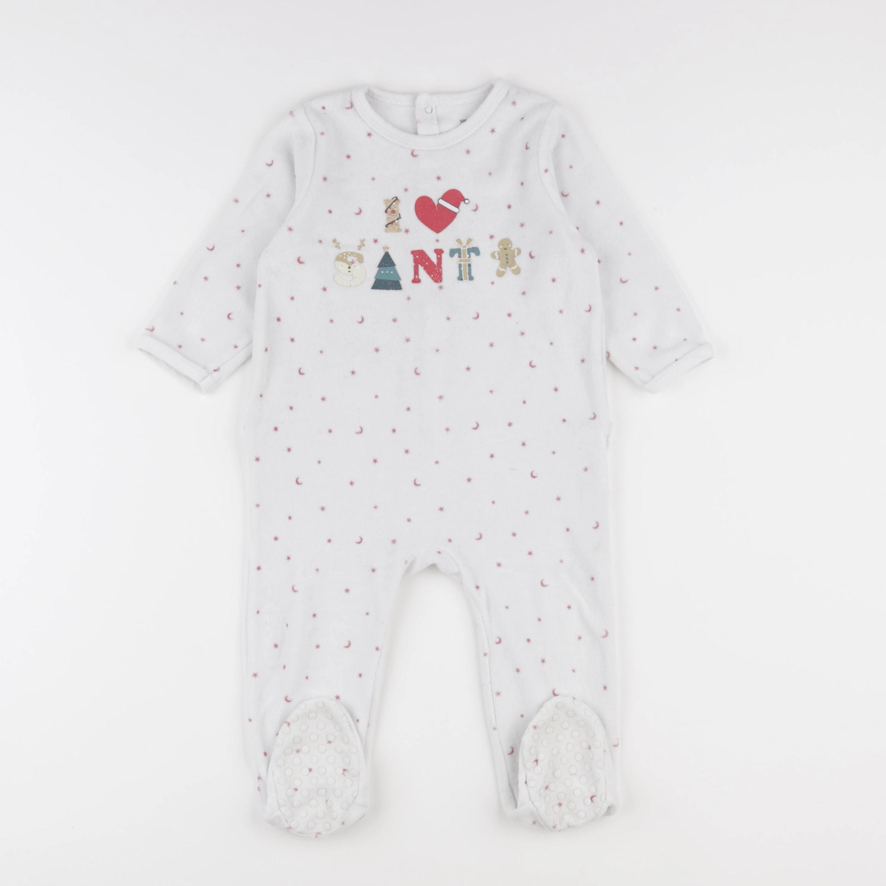 Vertbaudet - pyjama velours blanc, rouge - 18 mois