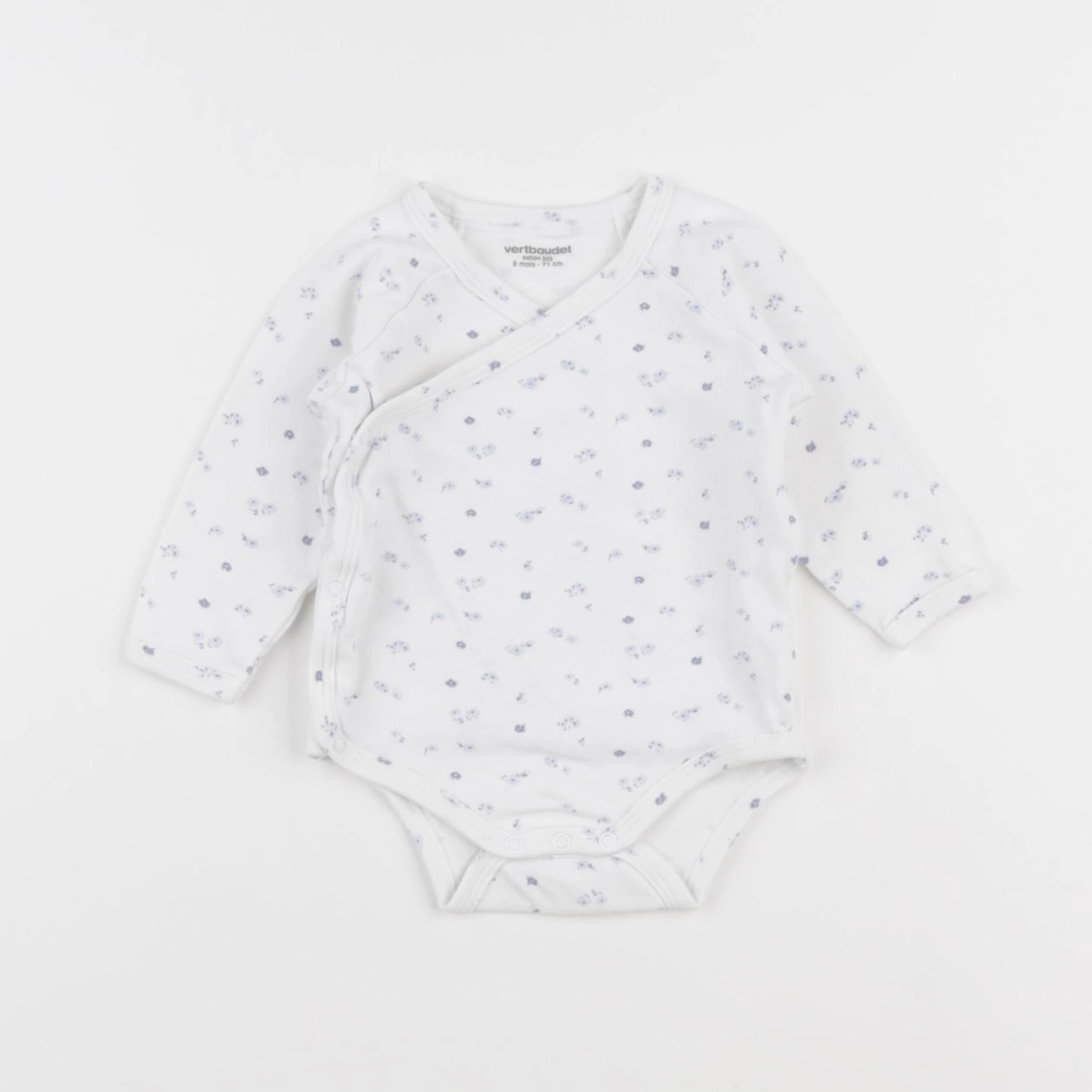Vertbaudet - body blanc, bleu - 9 mois