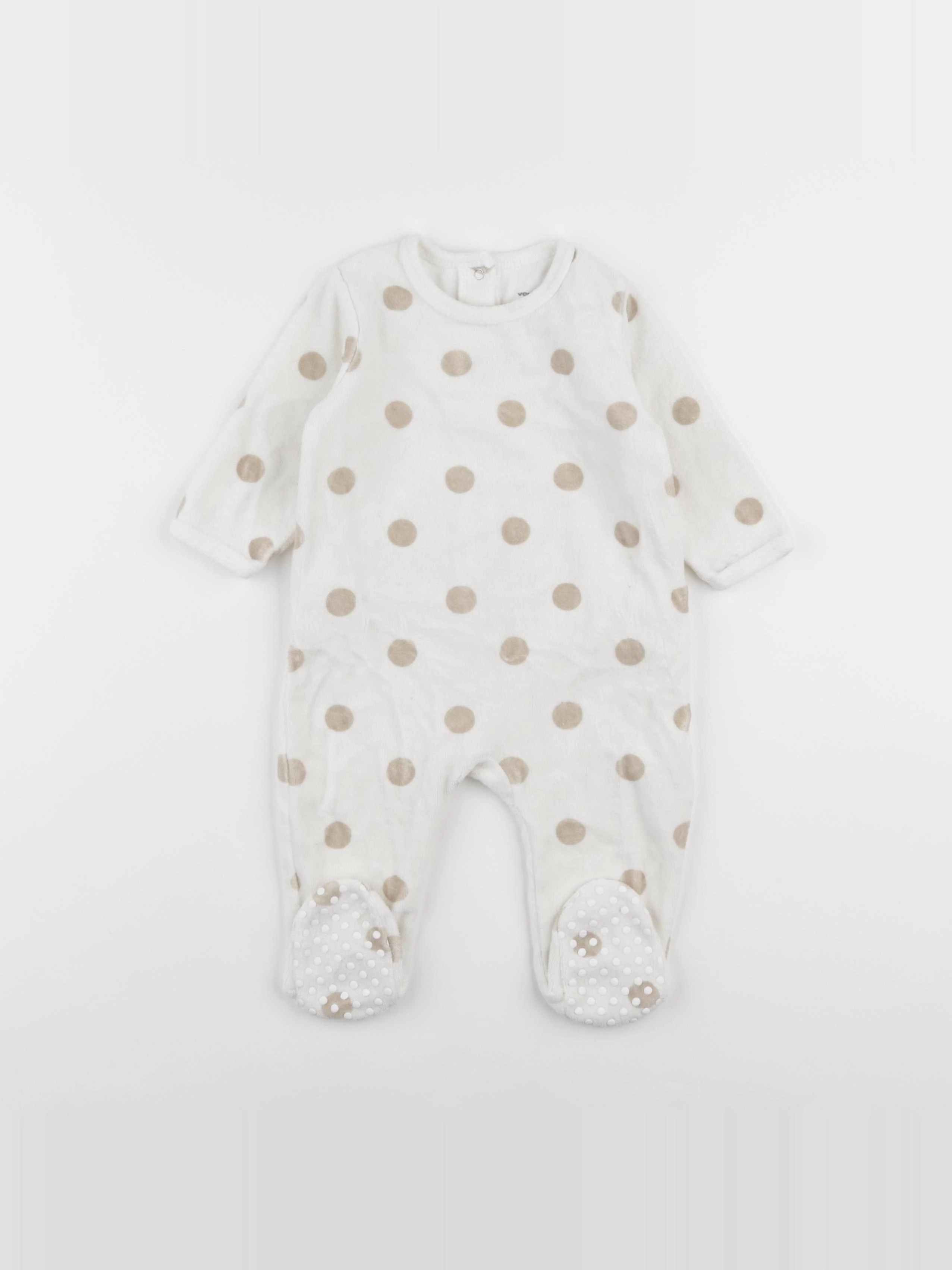 Vertbaudet - pyjama velours beige, marron - 9 mois