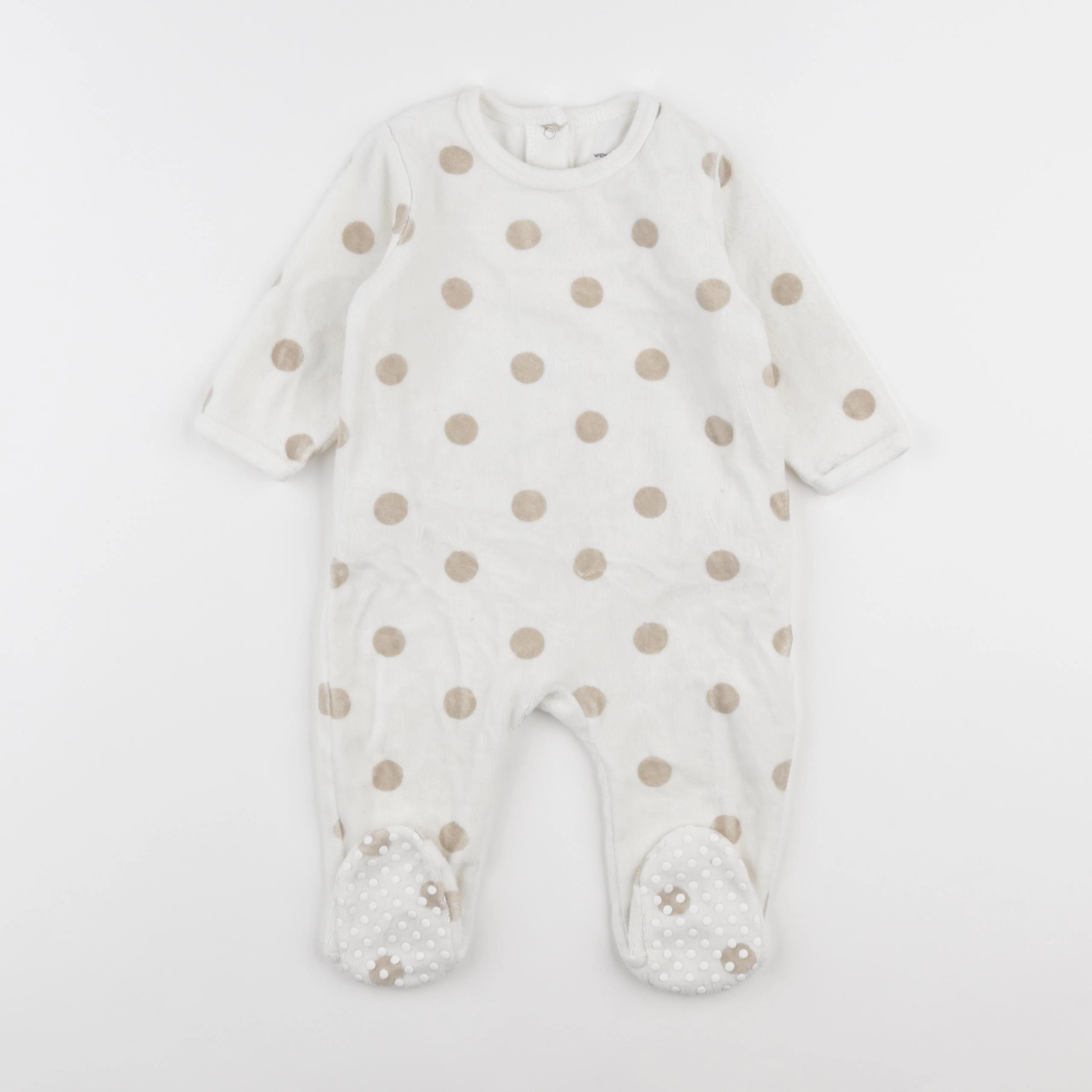 Vertbaudet - pyjama velours beige, marron - 9 mois
