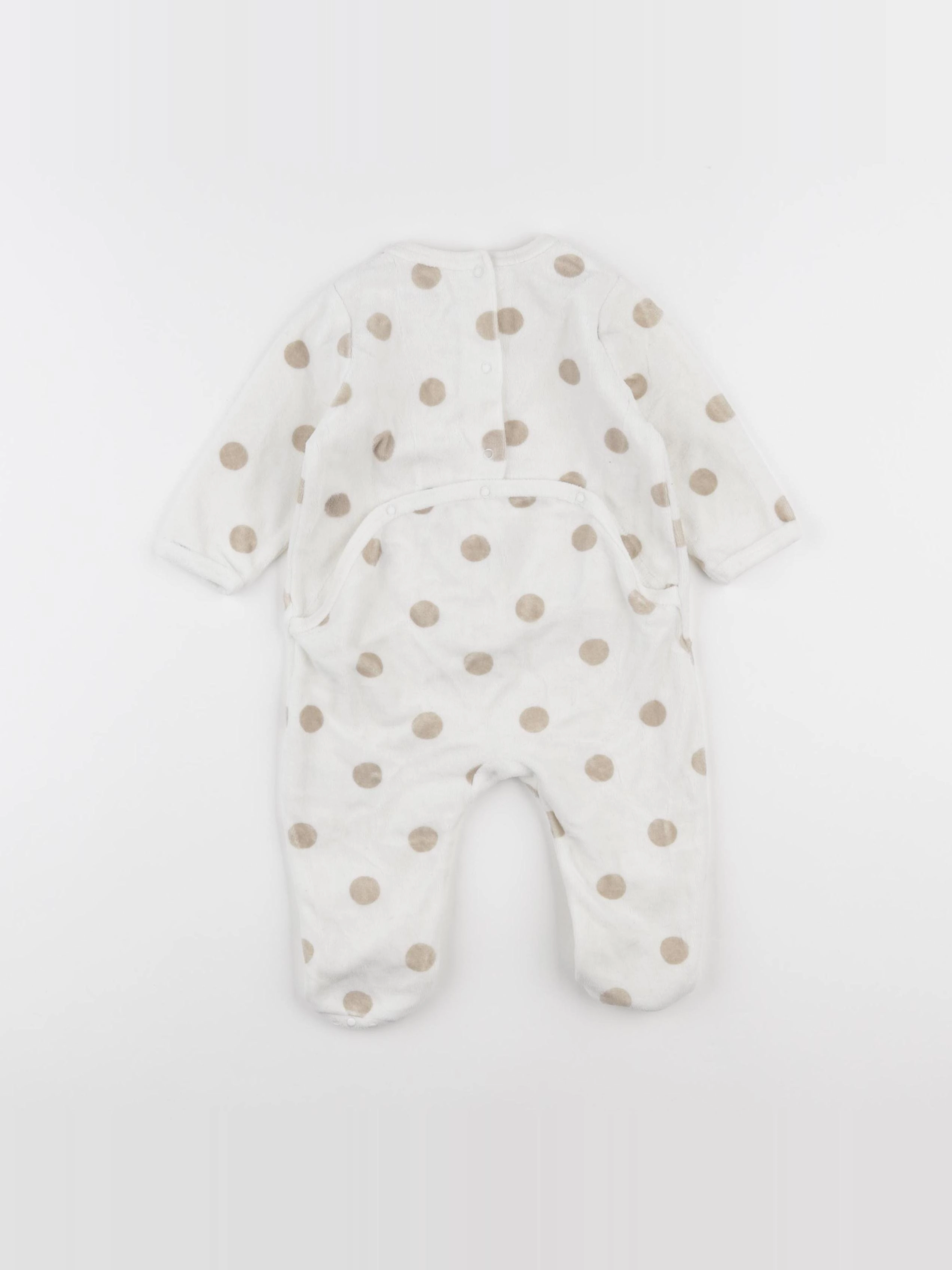 Vertbaudet - pyjama velours beige, marron - 9 mois