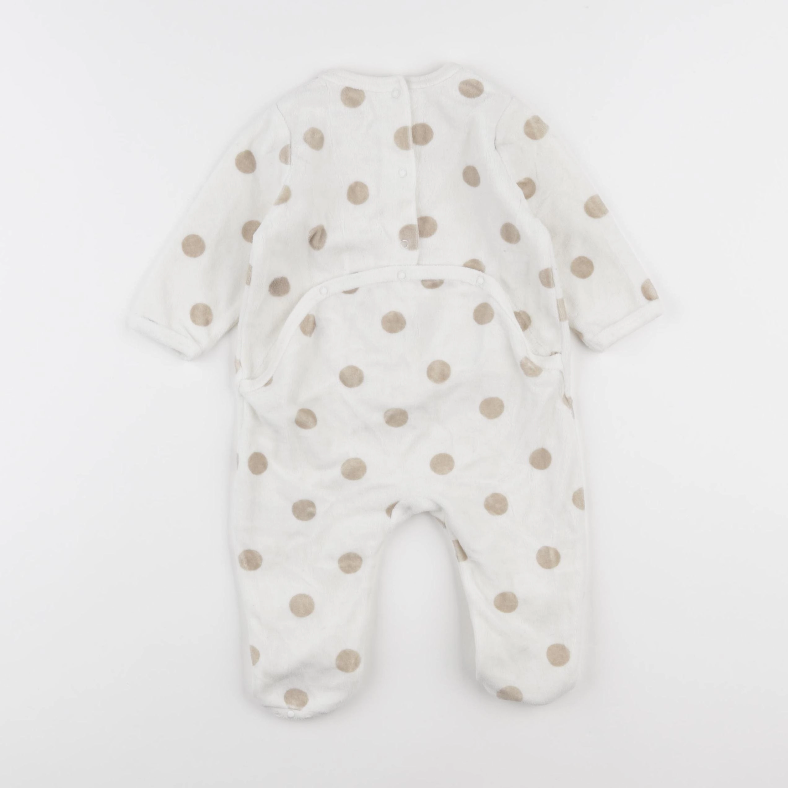 Vertbaudet - pyjama velours beige, marron - 9 mois
