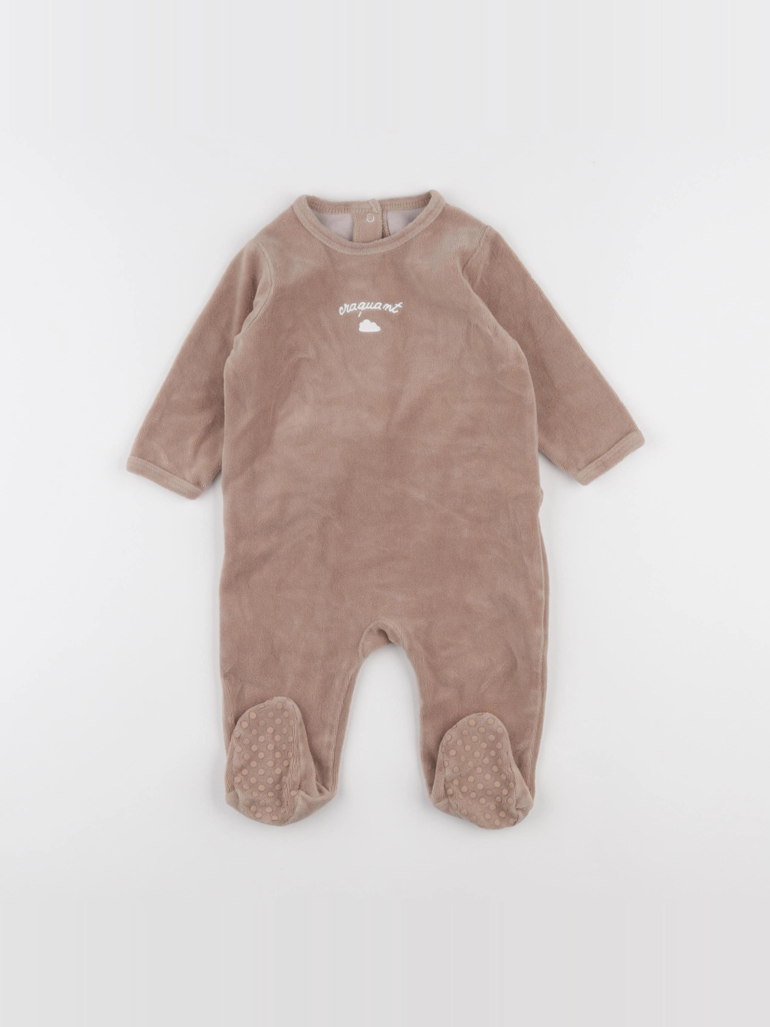 Vertbaudet - pyjama velours marron - 9 mois