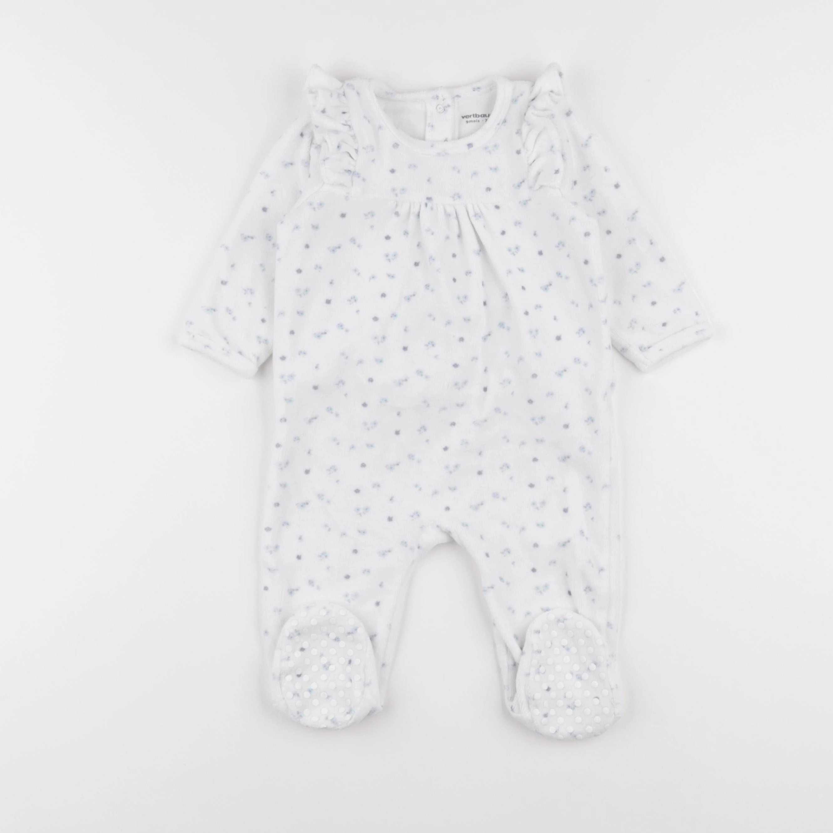 Vertbaudet - pyjama velours blanc, bleu - 9 mois