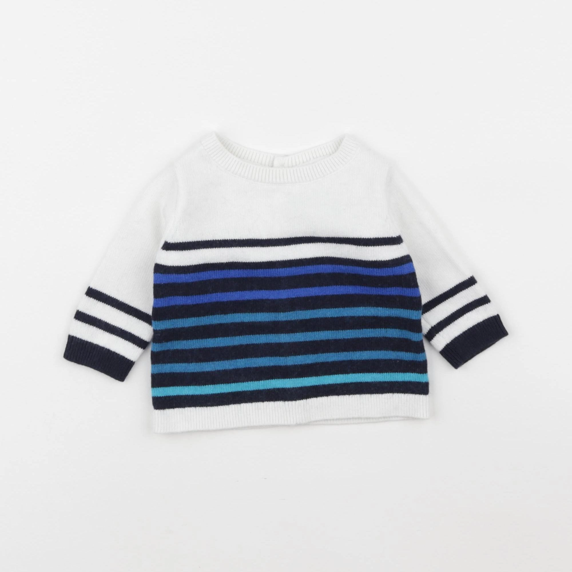 Jacadi - pull beige, bleu - 3 mois