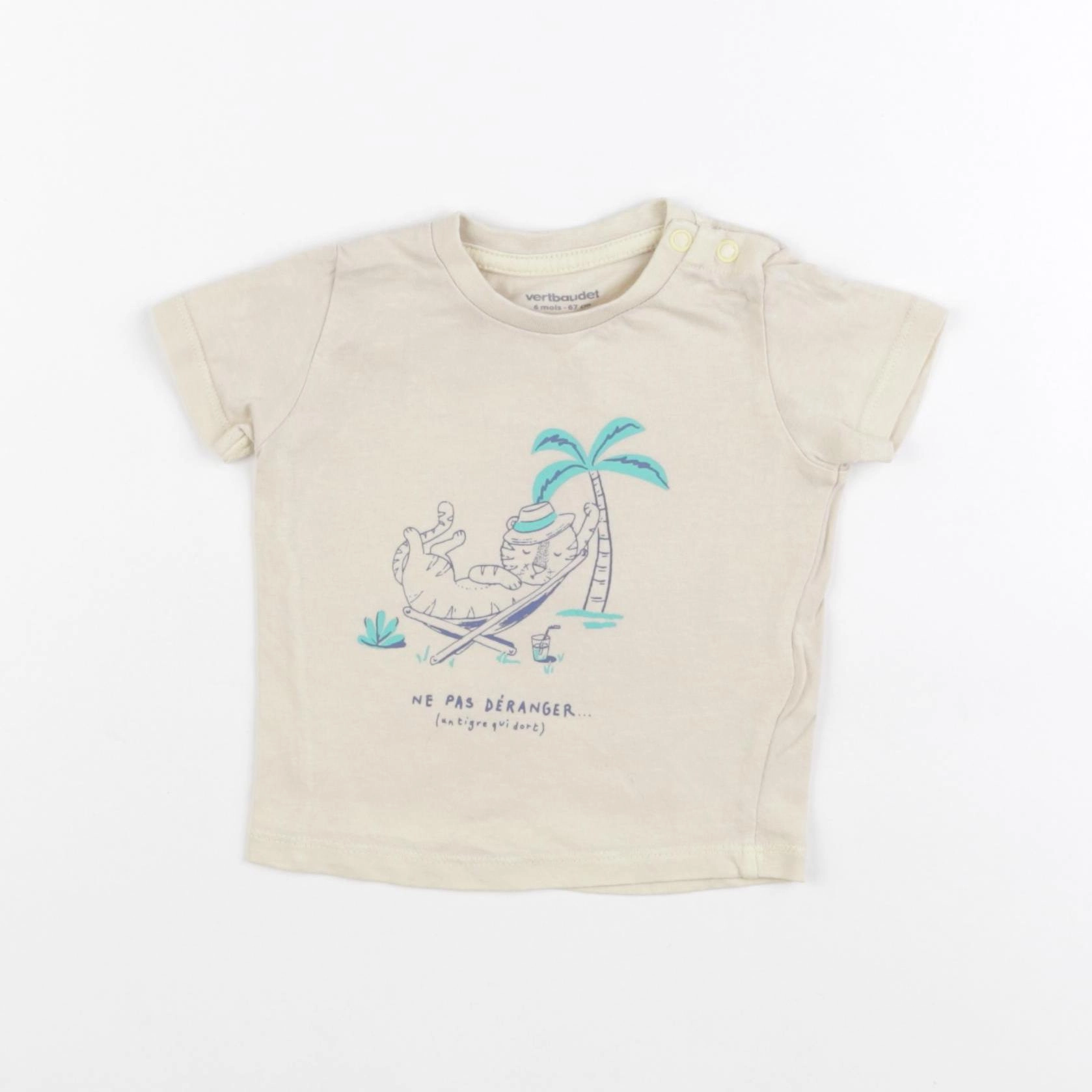 Vertbaudet - tee-shirt beige - 6 mois