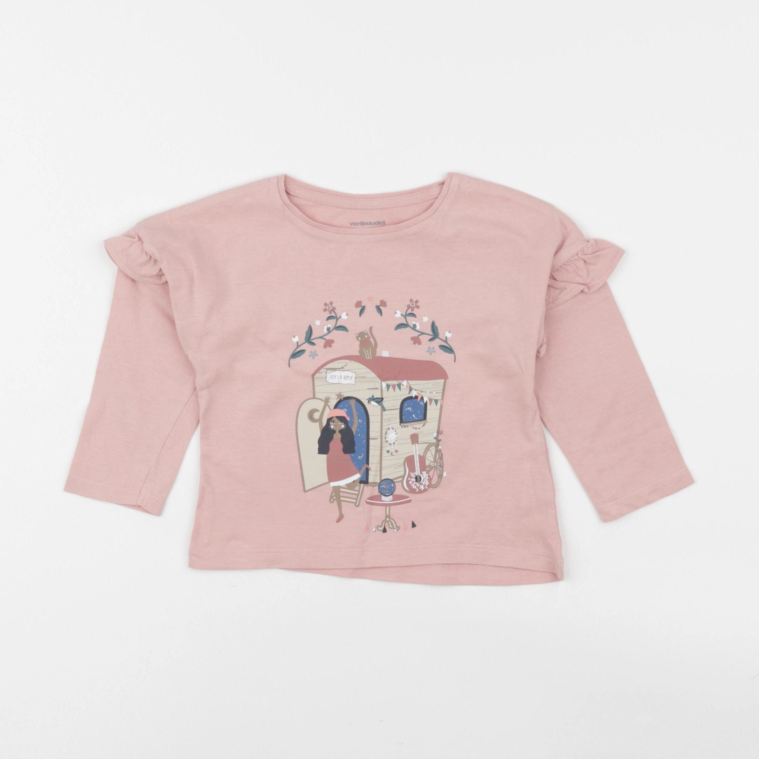 Vertbaudet - tee-shirt rose - 2 ans