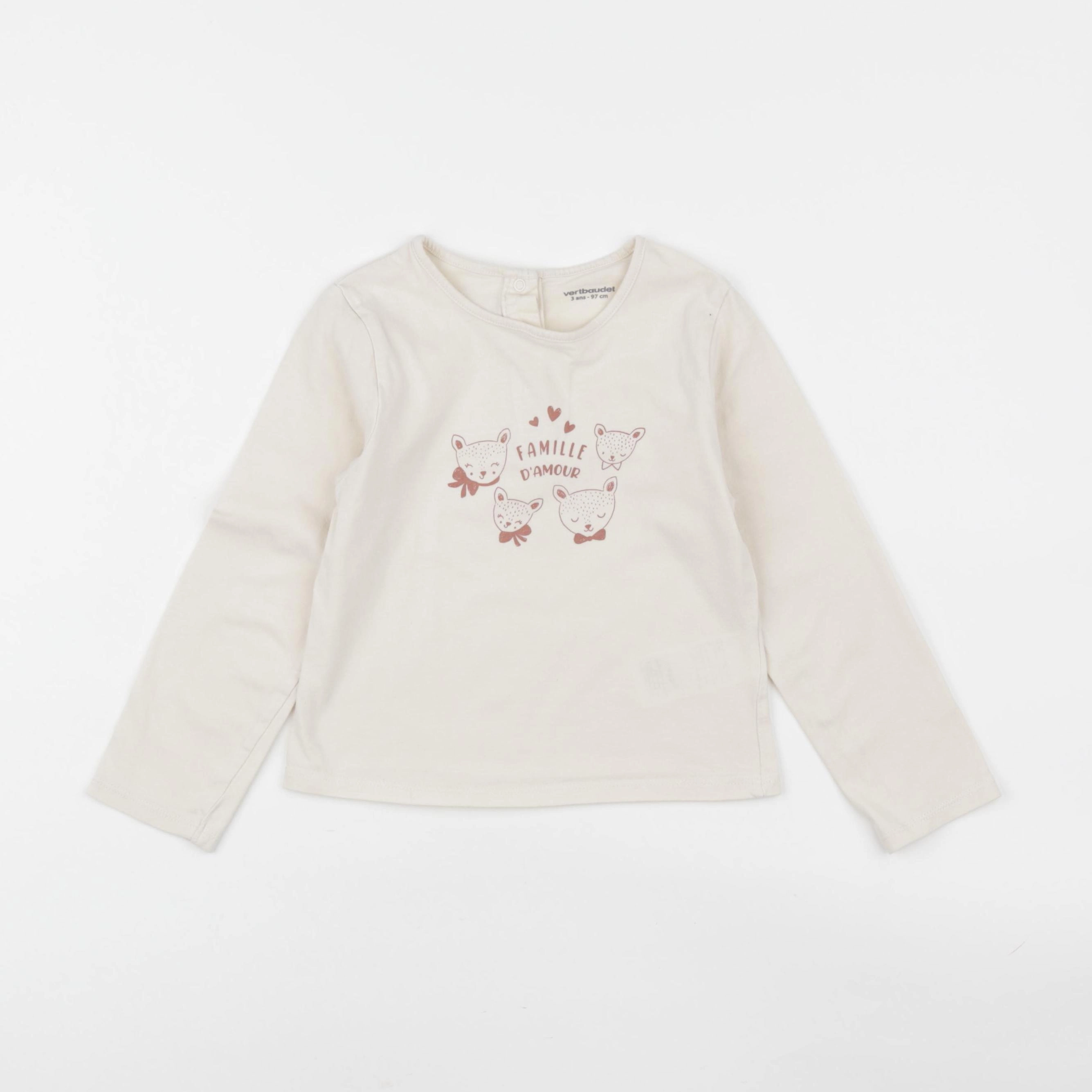 Vertbaudet - tee-shirt beige - 3 ans