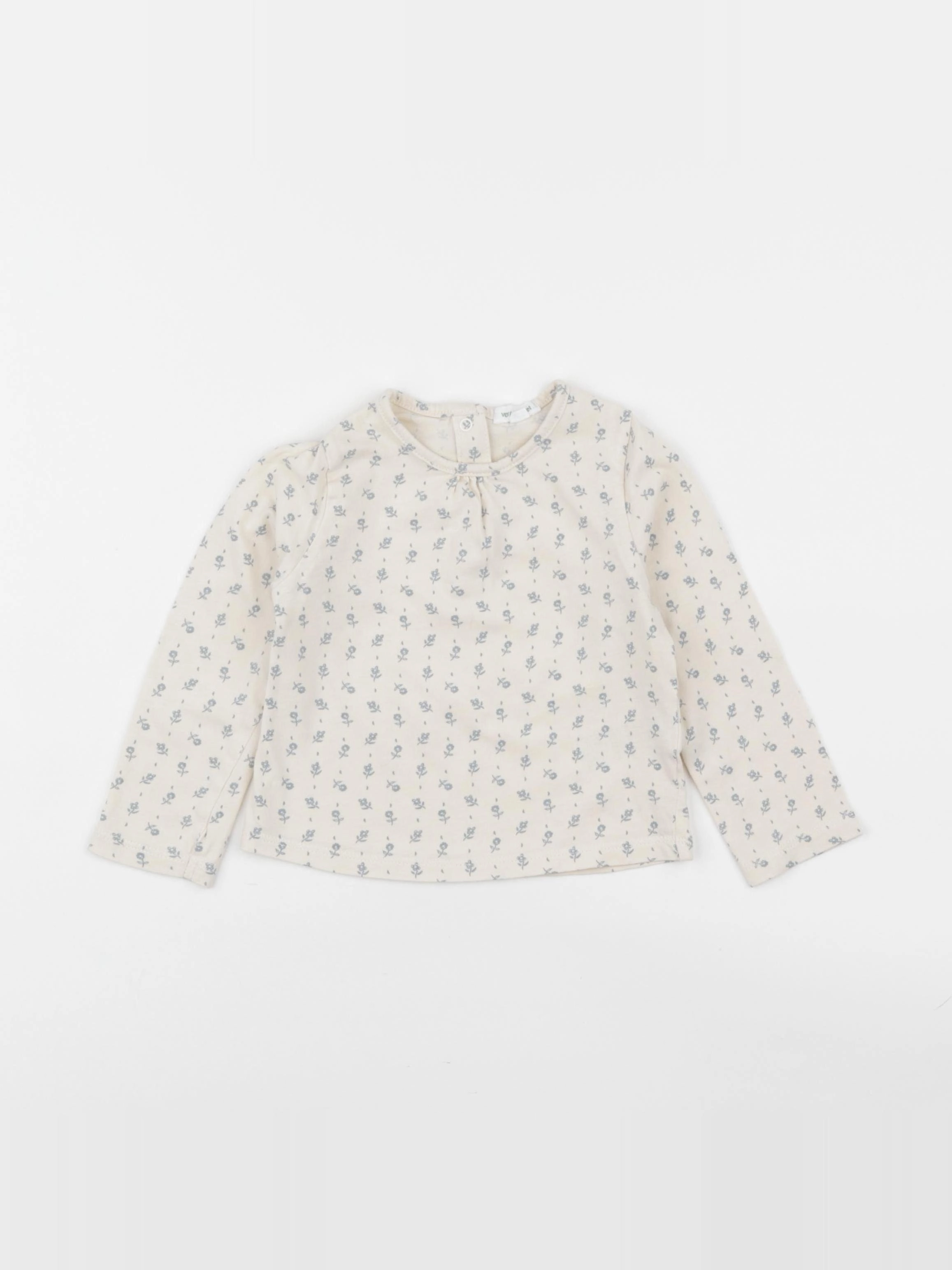 Vertbaudet - tee-shirt beige, bleu - 24 mois