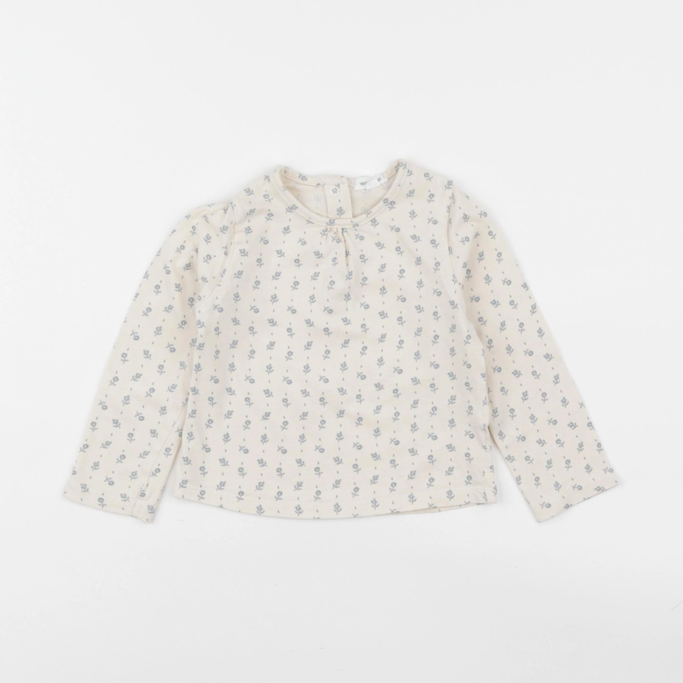 Vertbaudet - tee-shirt beige, bleu - 24 mois
