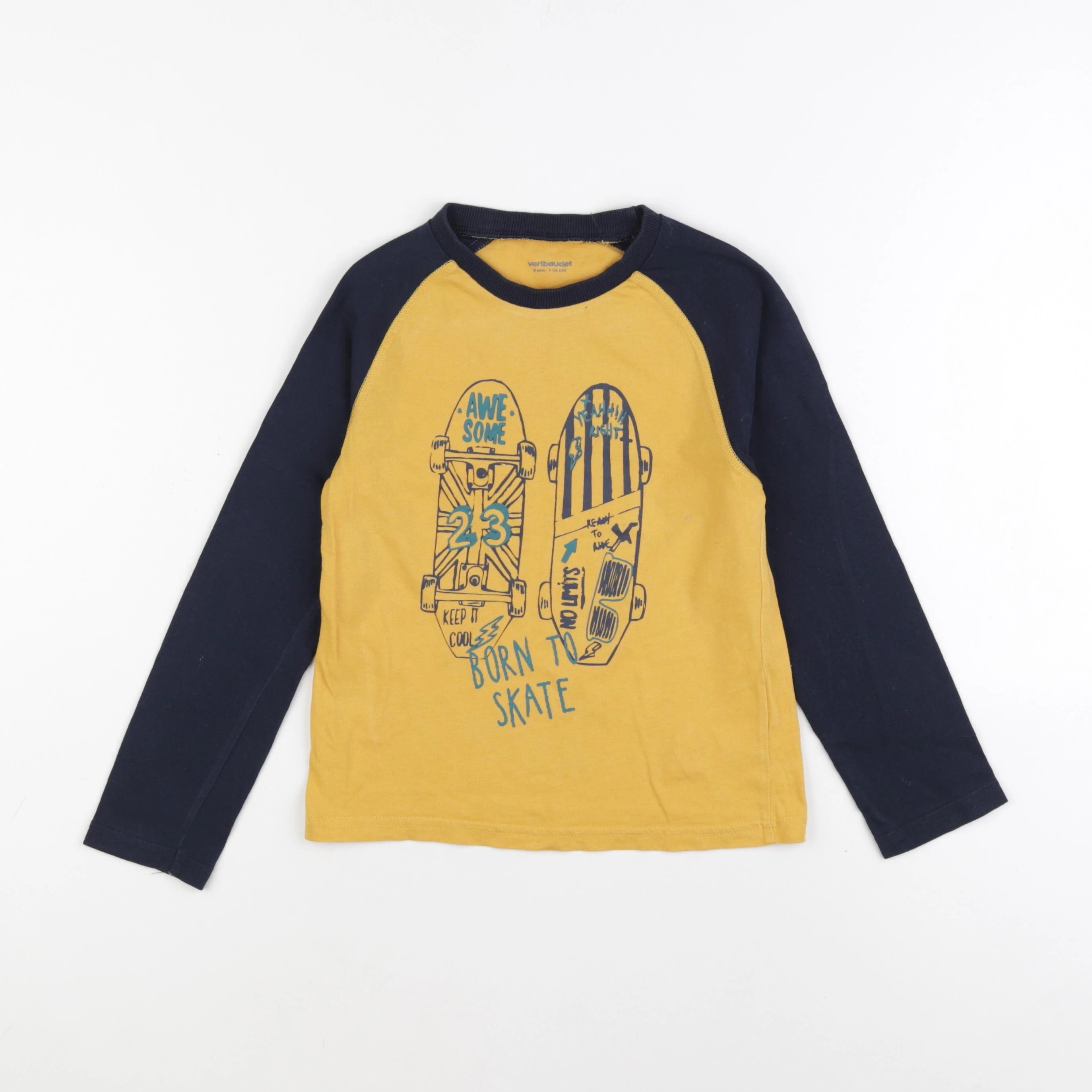 Vertbaudet - tee-shirt bleu, jaune - 6 ans
