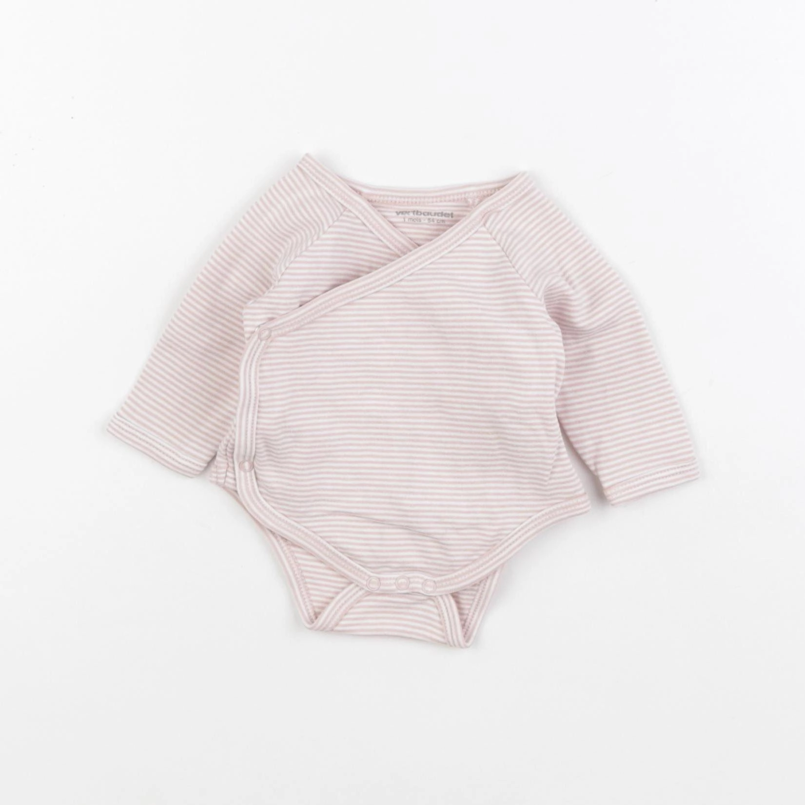 Vertbaudet - body blanc, rose - 1 mois