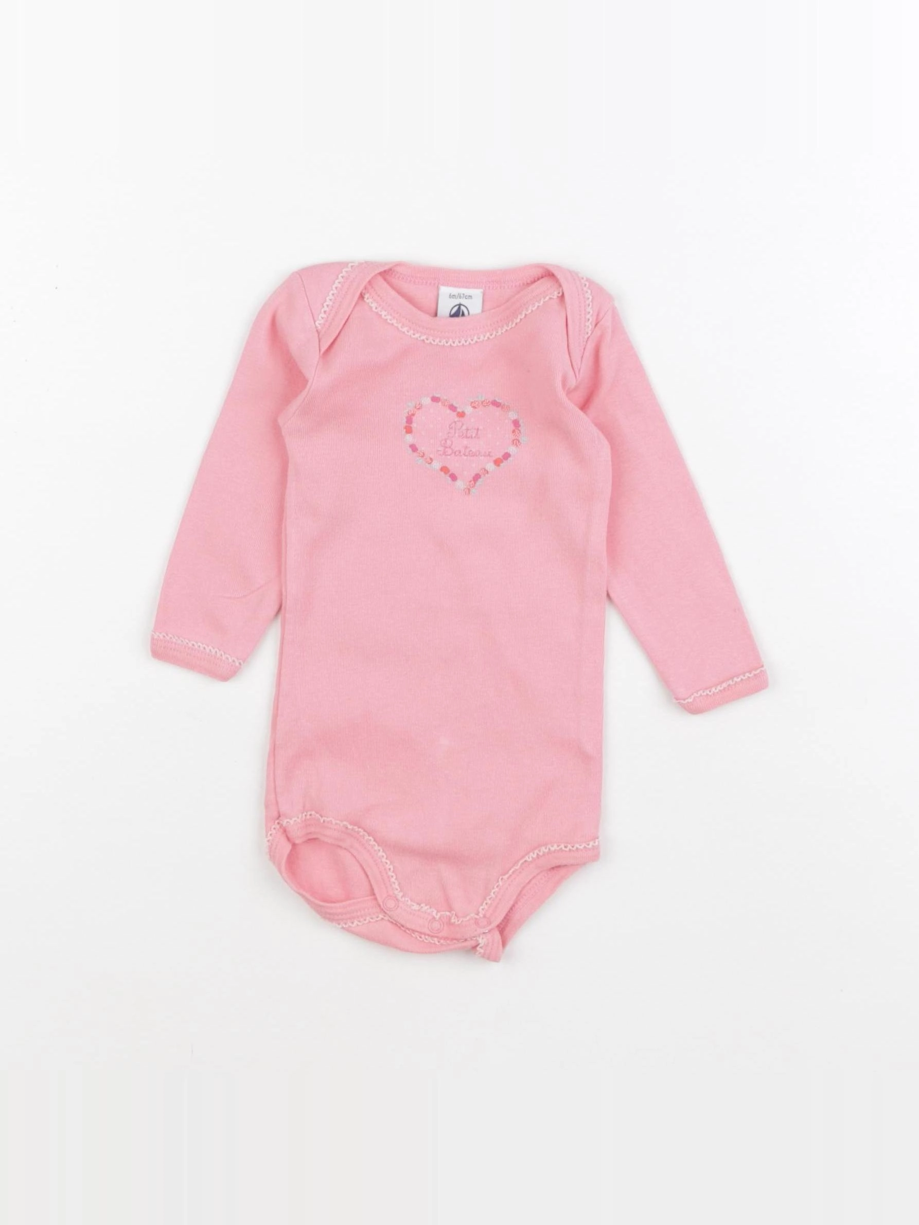 Petit Bateau - body rose - 6 mois