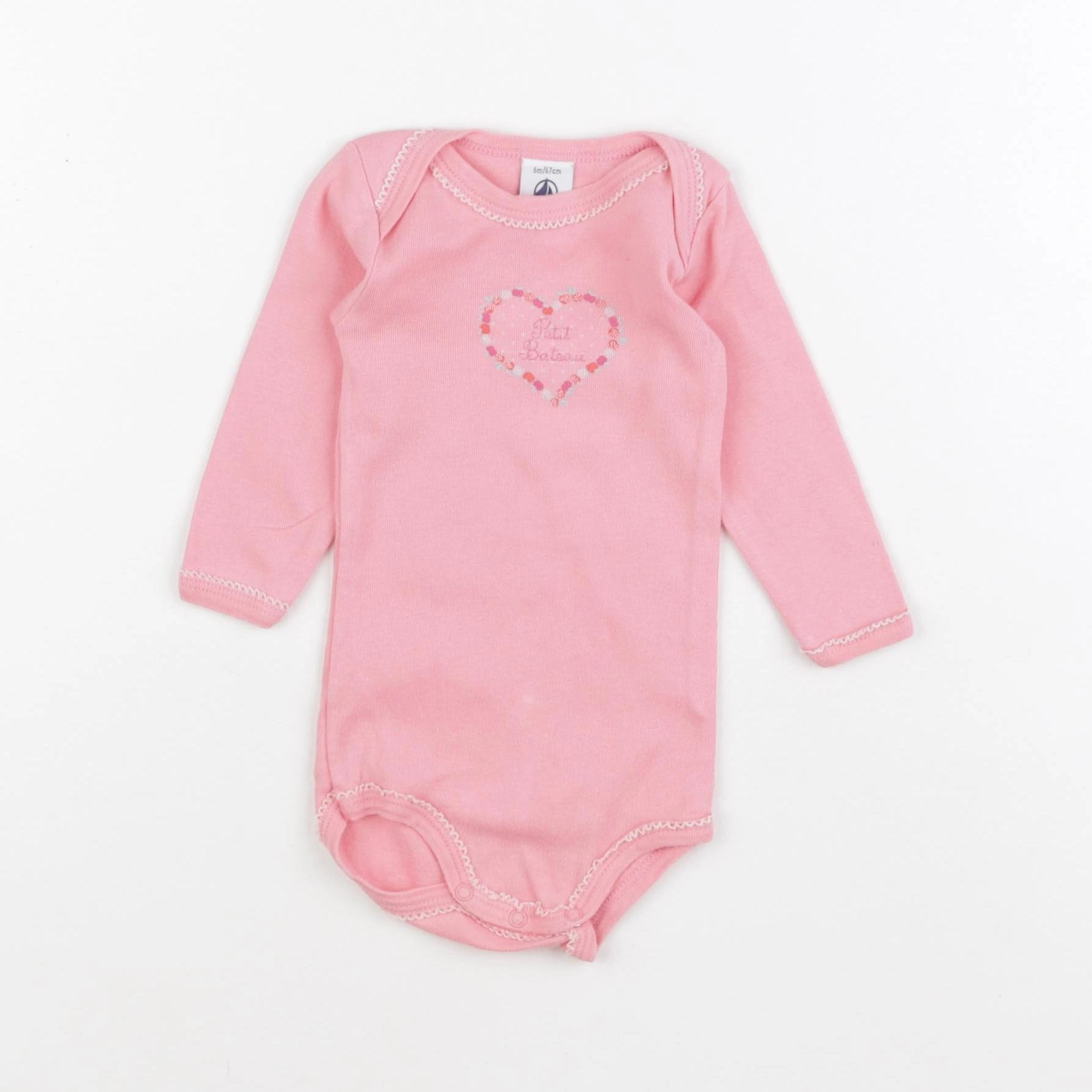 Petit Bateau - body rose - 6 mois